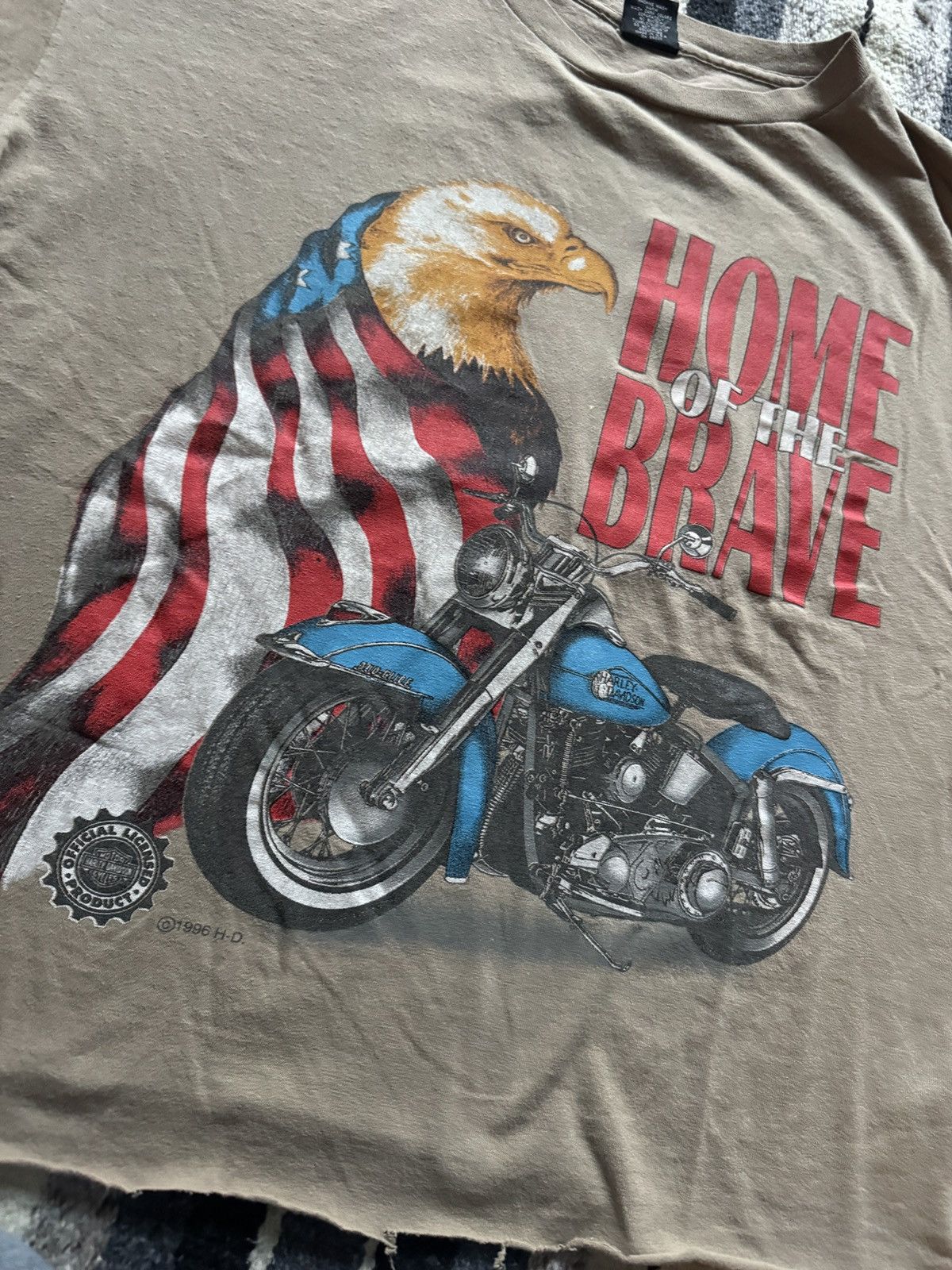 Harley Davidson Vintage 1996 Harley Davidson Eagle Biker T-Shirt XL Cropped Size US XL / EU 56 / 4 - 5 Thumbnail