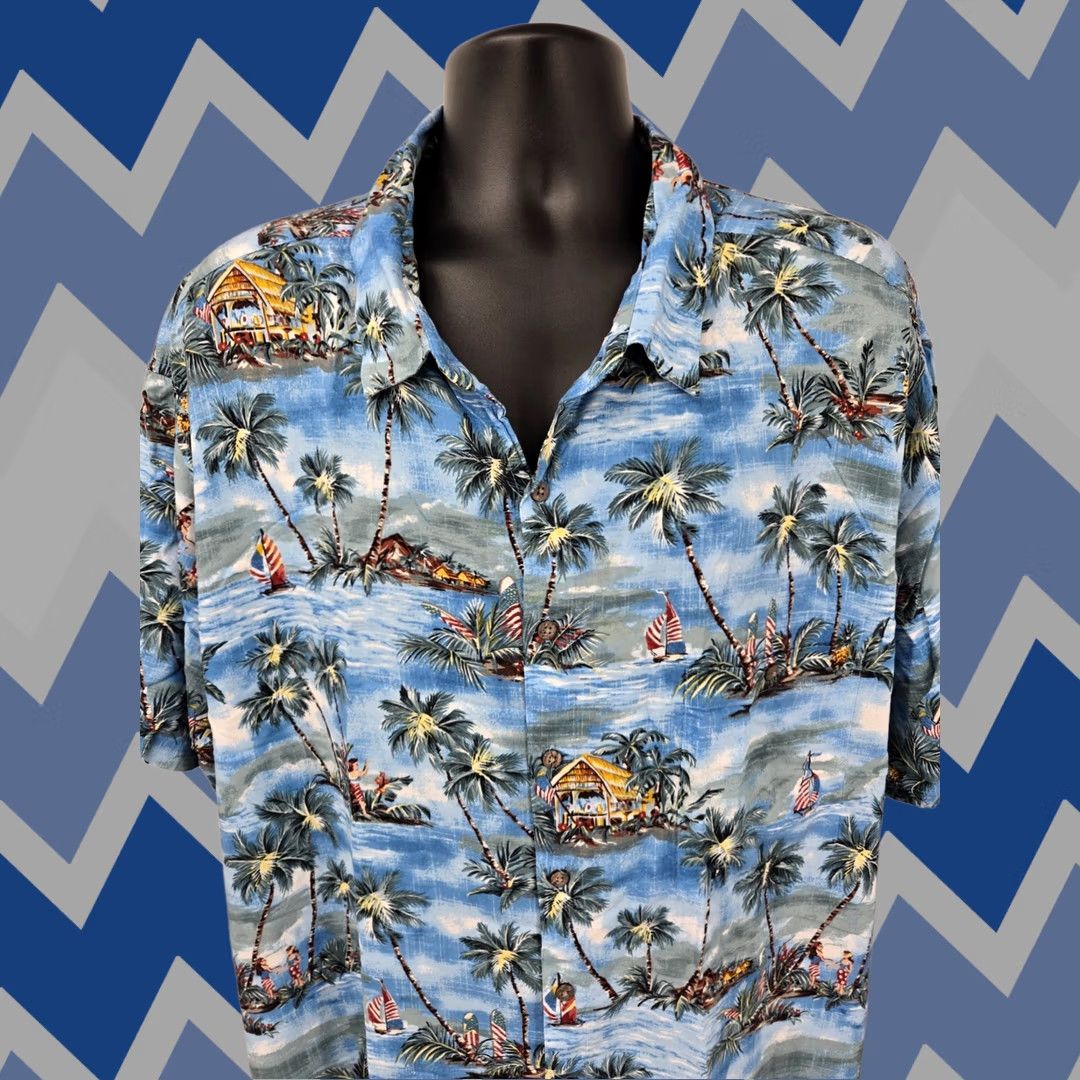 Vintage Batik Bay Hawaiian Shirt 4XB BIG Blue Floral Aloha Camp Lightweight Men Shirt Big & Tall Blue Floral Summer Holiday 90s Hawaii Mens Size US XXL / EU 58 / 5 - 1 Thumbnail