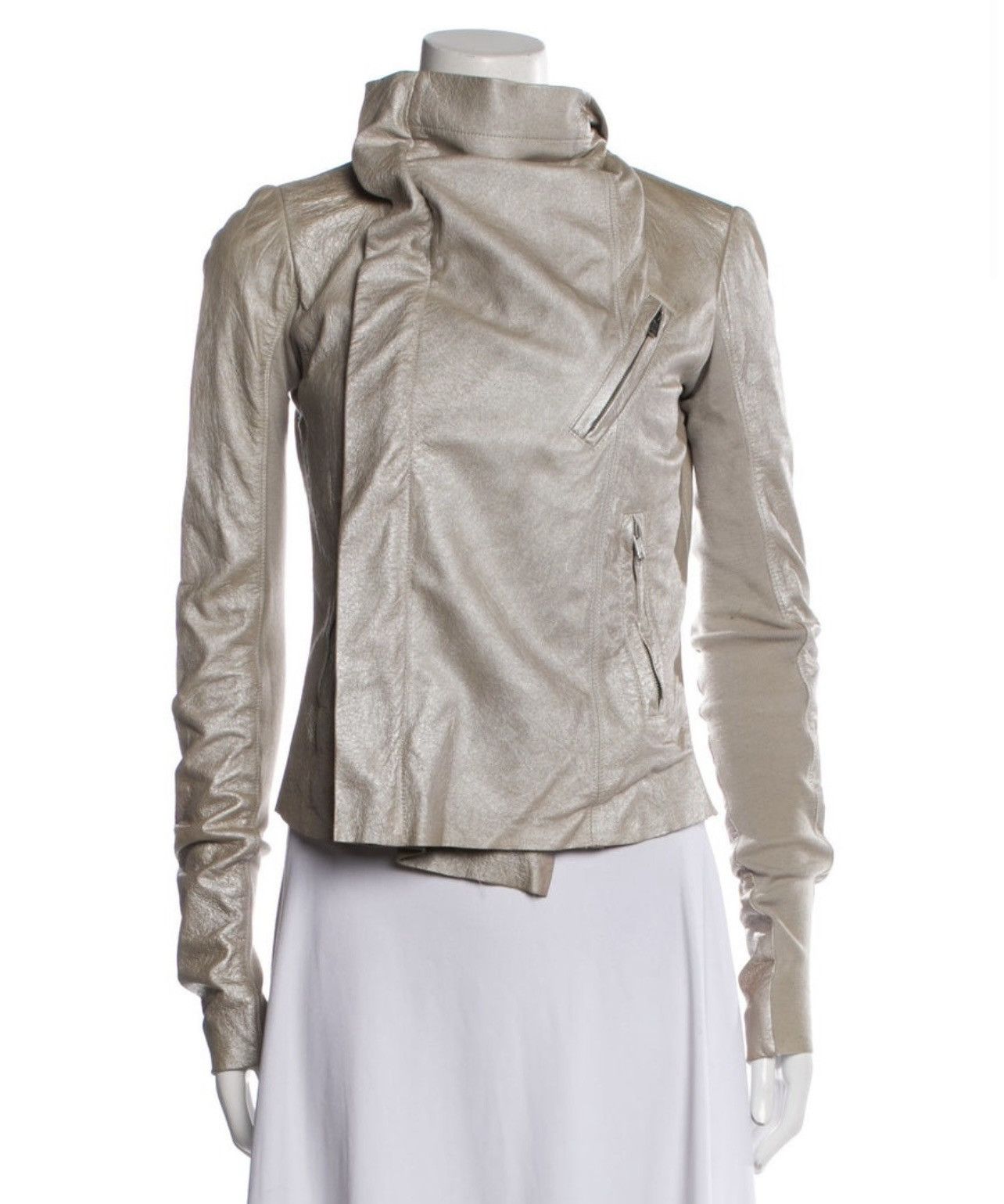 Rick Owens Rick Owens Foil Leather Biker Jacket Size S / US 4 / IT 40 - 1 Thumbnail
