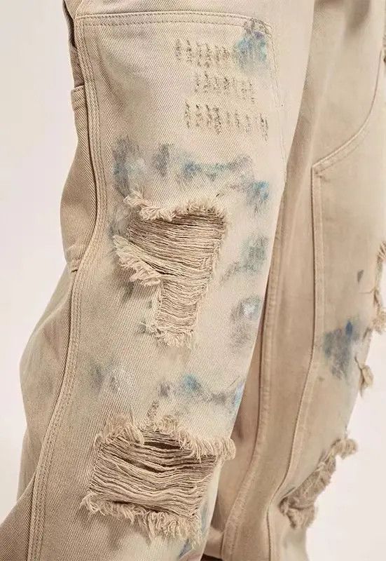 Vintage VIBE Retro distressed graffiti paint ripped work jeans Size US 34 / EU 50 - 4 Thumbnail