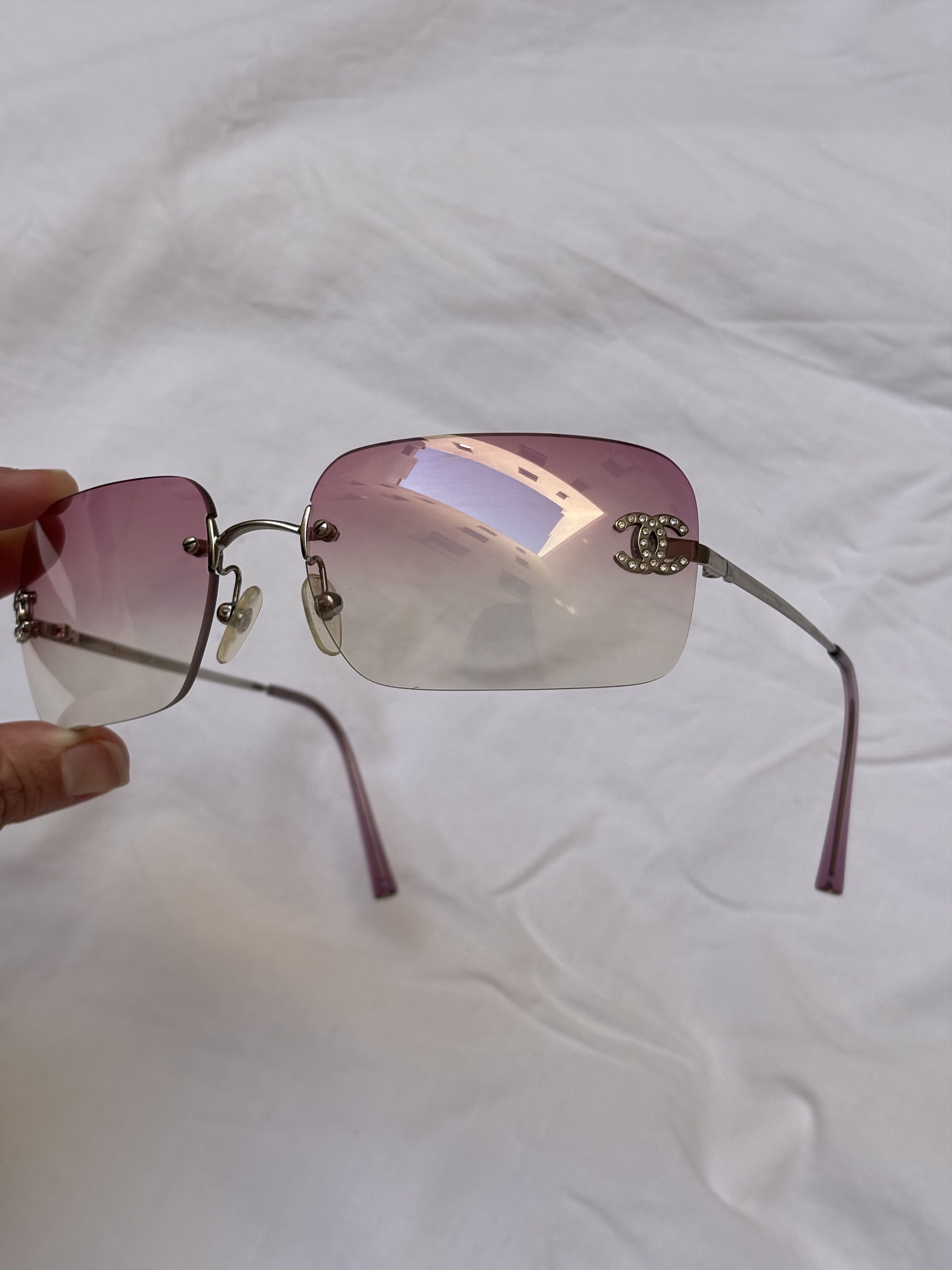 Chanel Chanel Sunglasses 4017 D CC Rhinestone Logo Rimless Size ONE SIZE - 8 Thumbnail