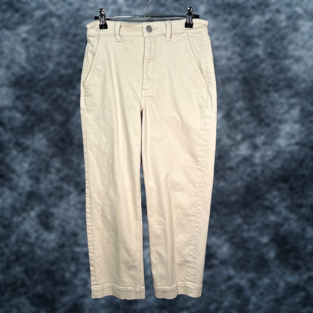 Everlane Everlane Pants Cropped Straight Beige Cotton Blend 2 Womens High Rise Flat Front Zip Inseam 23 in Spring Summer Fall Regular Womens Size 26" / US 2 / IT 38 - 1 Thumbnail