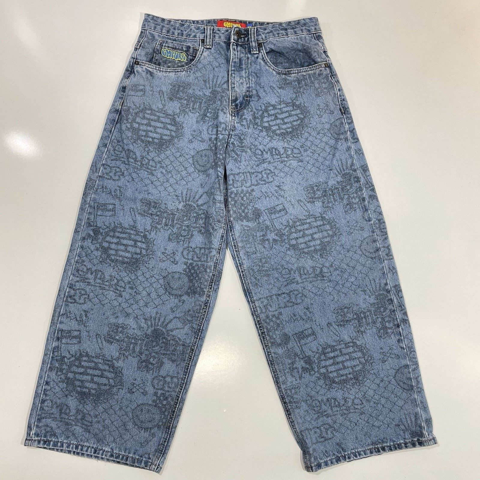 Empyre Empyre Graf Blue Wide Skate Jeans Extra Baggy Size 28 (30) Size US 28 / EU 44 - 1 Thumbnail