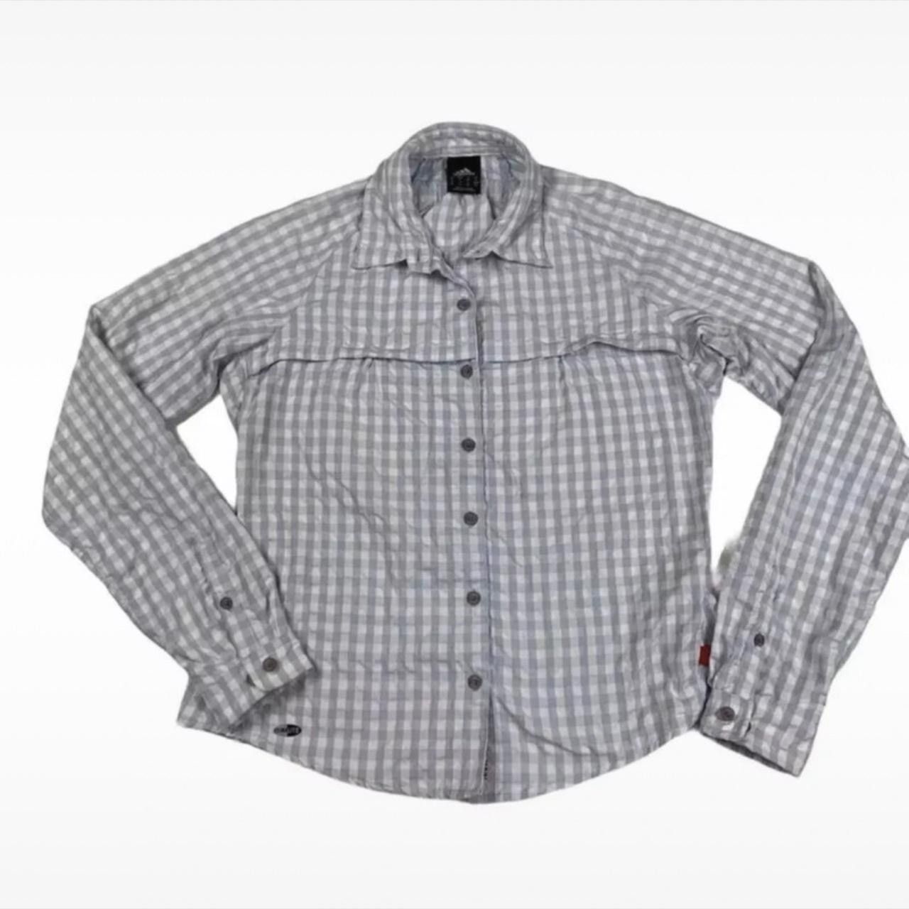 Adidas Adidas Clima365 Womens Blue Checked Button Front Long Sleeve Size S / US 4 / IT 40 - 1 Thumbnail