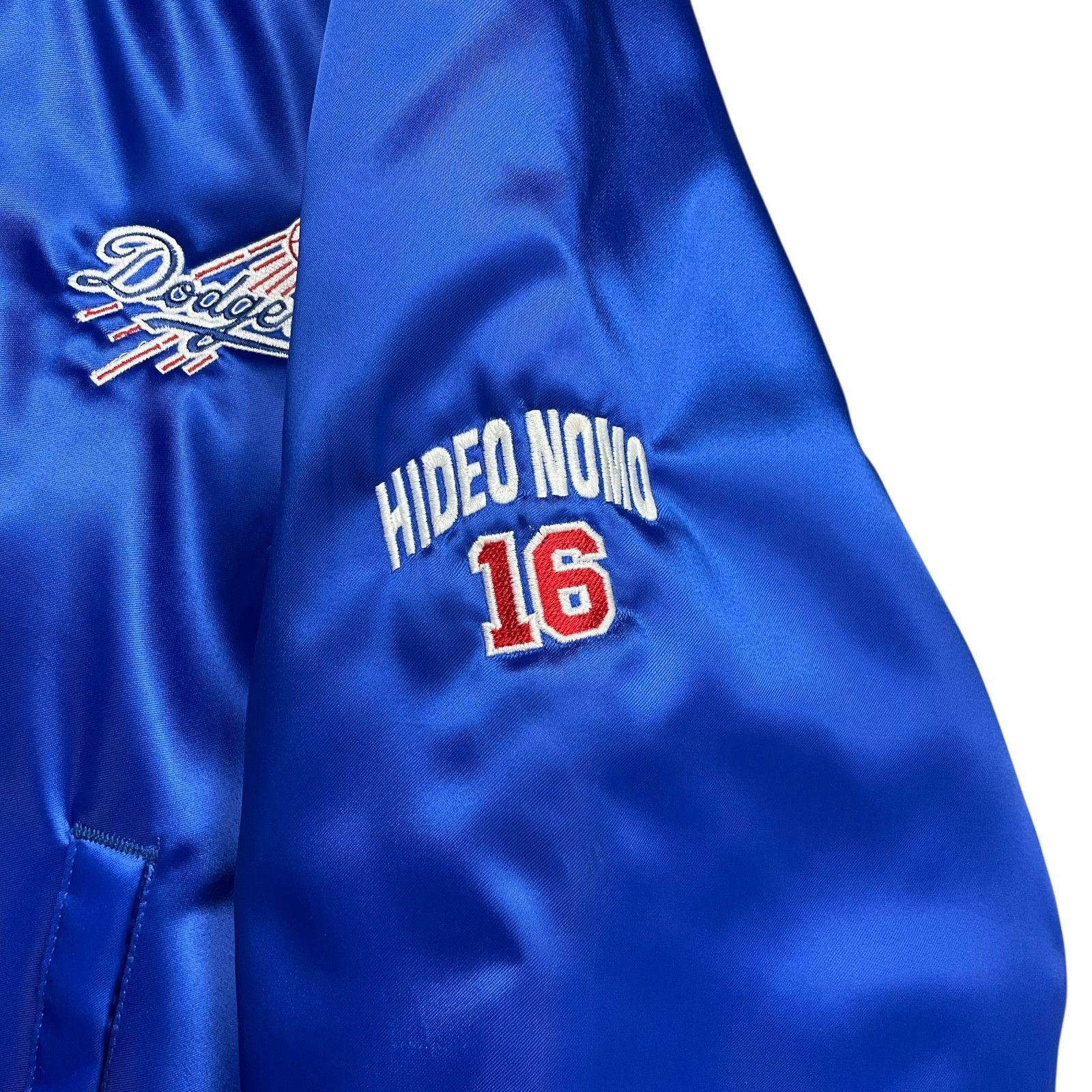 MLB VTG 90s LOS ANGELES DODGERS NUTMEG HIDEO NOMO SATIN JACKET Size US L / EU 52-54 / 3 - 4 Thumbnail