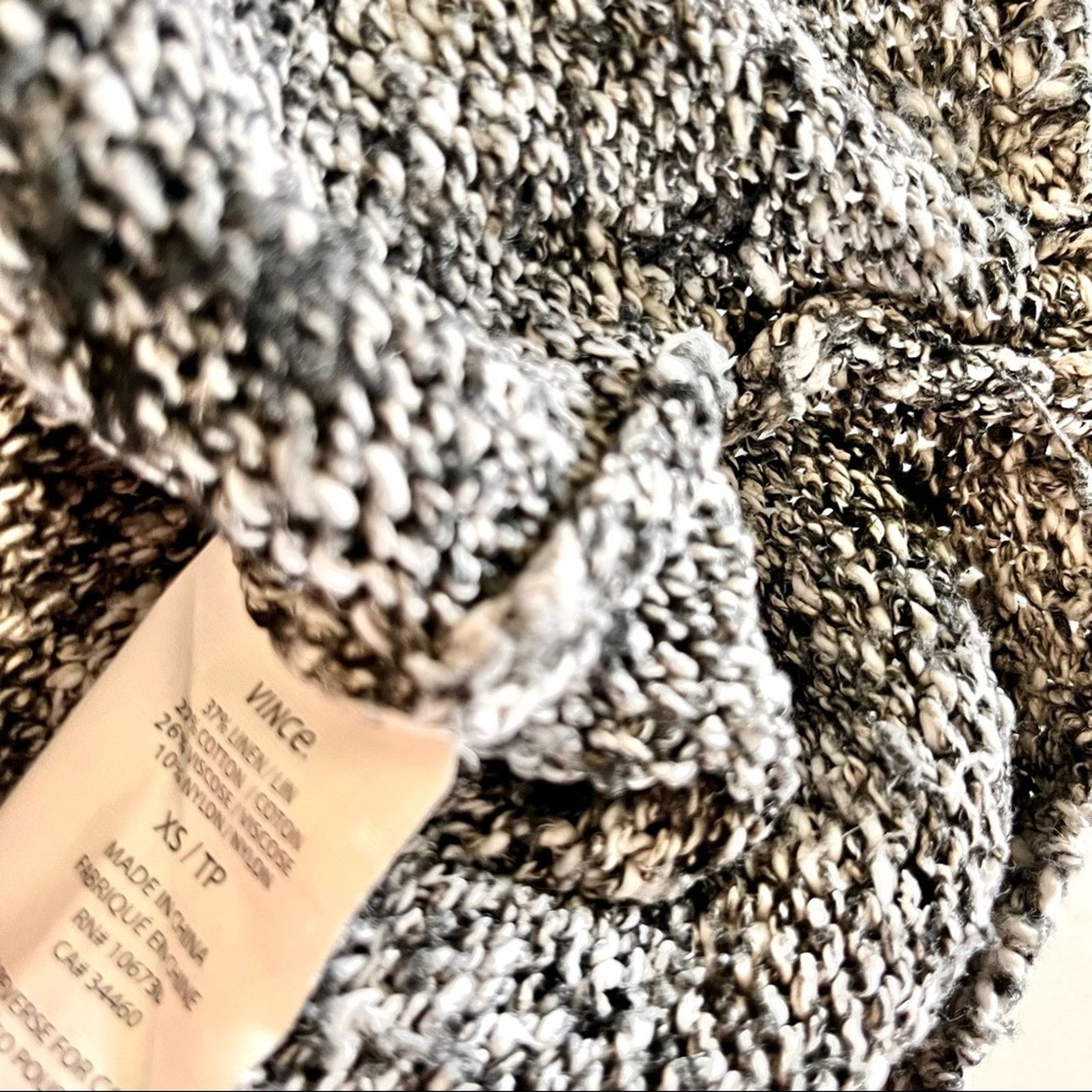 Vince Vince Gray Black Speckled Linen Cotton Pullover Sweater Size XS / US 0-2 / IT 36-38 - 7 Thumbnail