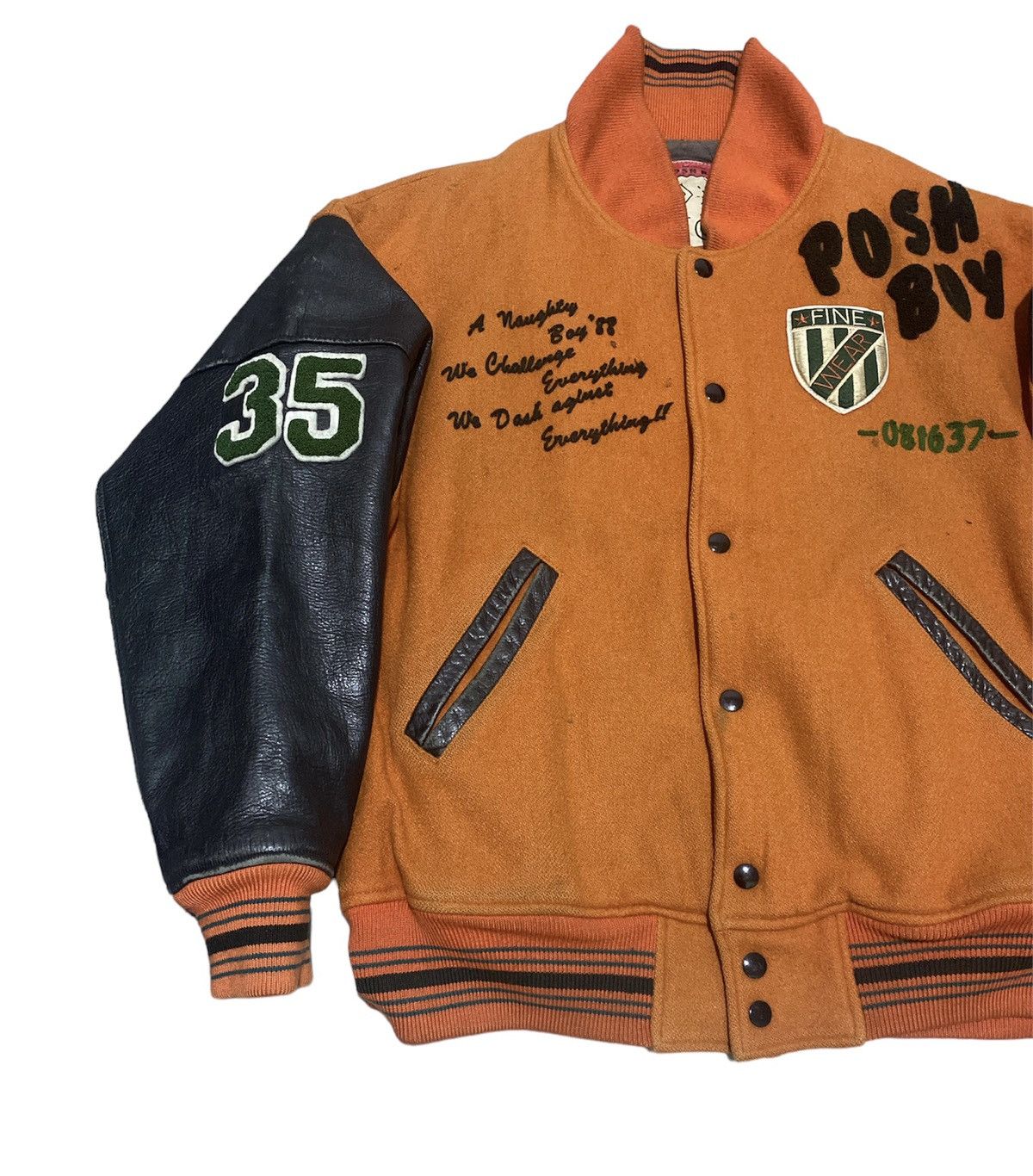 Japanese Brand 🔥SALE🔥Vintage 80s PoshBoy Varsity Jacket Leather Sleeve Size US M / EU 48-50 / 2 - 4 Thumbnail