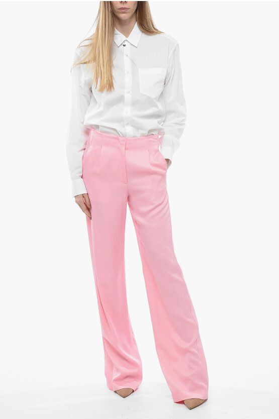MSGM og1mm0724 Single Pleated Palazzo Pants in Pink Size 28" / US 6 / IT 42 - 4 Thumbnail