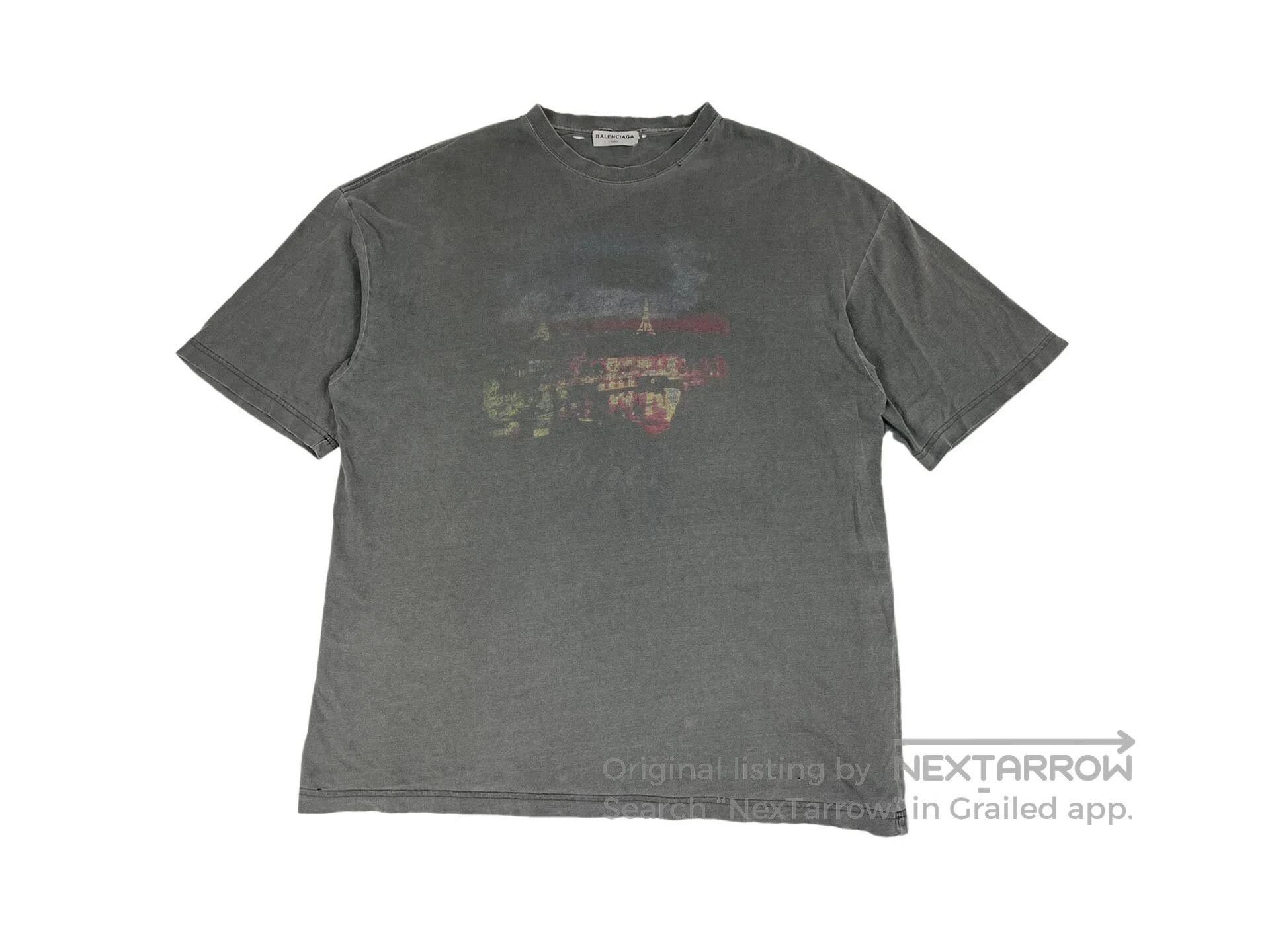 Balenciaga Balenciaga Washed Distressed Paris Night Scene Short Sleev Size US S / EU 44-46 / 1 - 1 Thumbnail