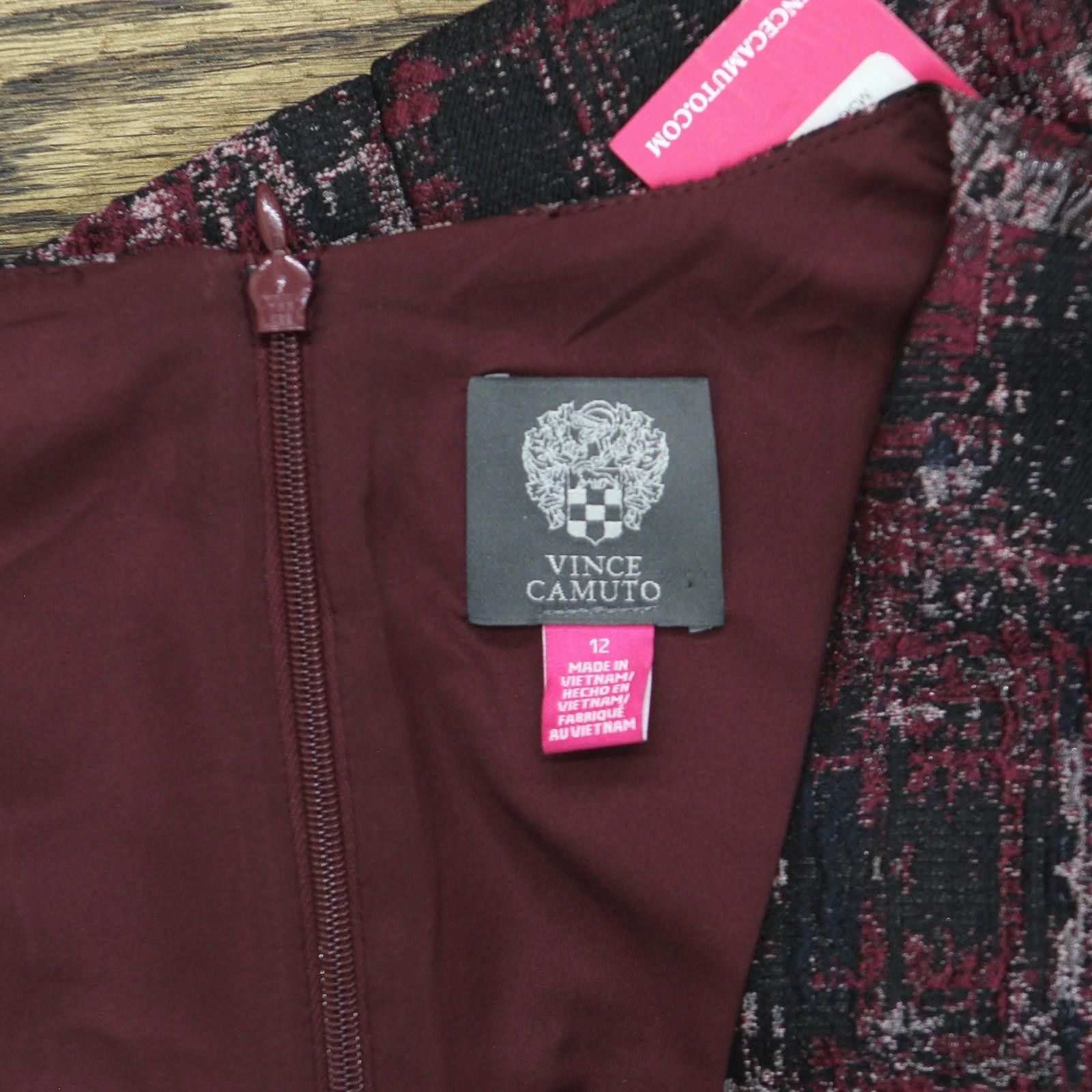 Vince Camuto Nwt Vince Camuto Flare Puff-sleeve Dress Wine Red Multi 12 Size XL / US 12-14 / IT 48-50 - 4 Thumbnail
