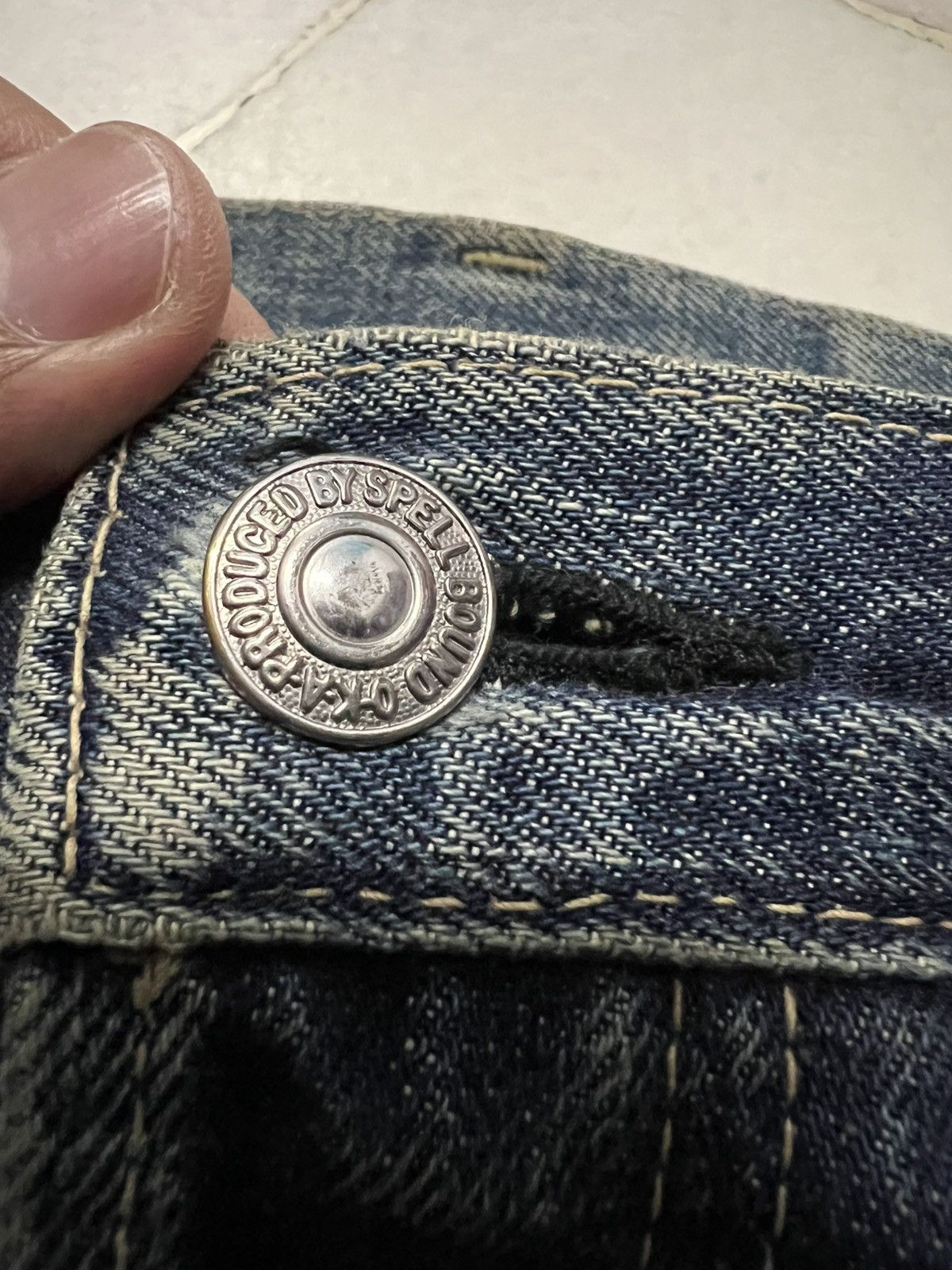 If Six Was Nine × Japanese Brand × Spellbound 💥90’s💥Vintage Spellbound Distress Selvedge Mud Wash Jeans Size US 31 - 12 Thumbnail