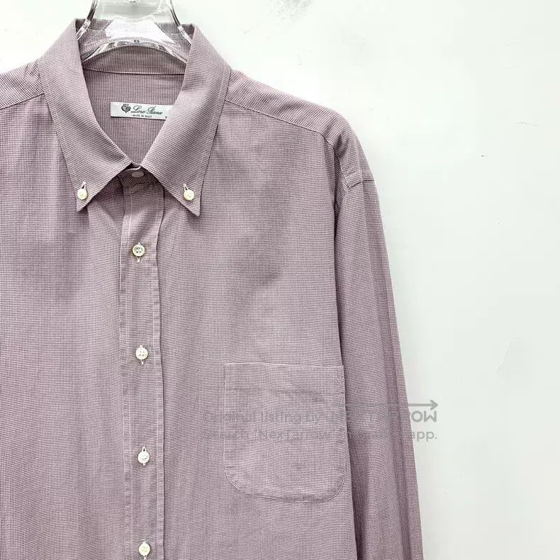 Loro Piana Loro Piana Light Purple Houndstooth Cotton Collar Single B Size US XL / EU 56 / 4 - 3 Thumbnail