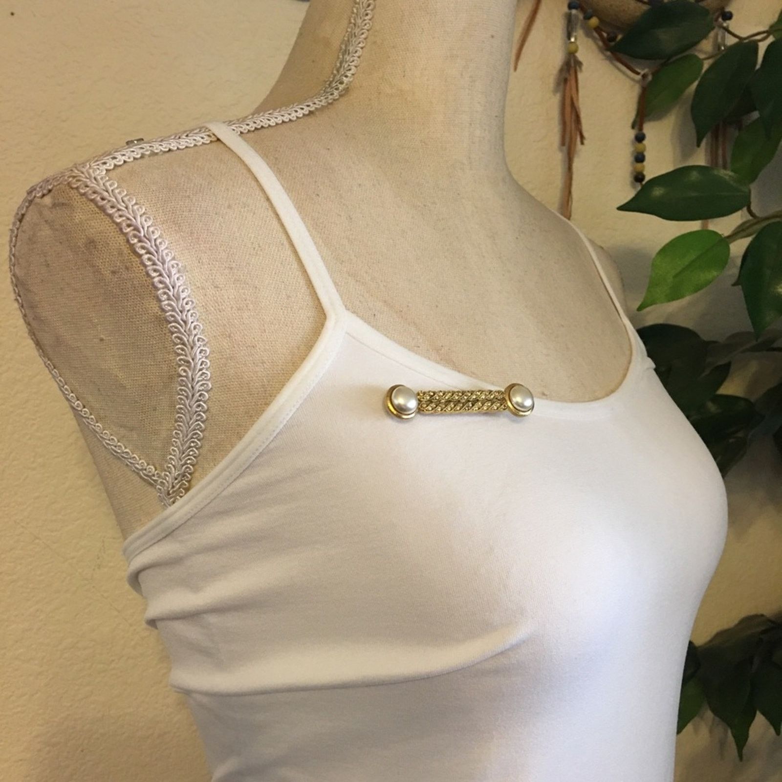 Jewelry Vintage 80s 1928 faux pearl rhinestone brooch pin Size ONE SIZE - 6 Thumbnail