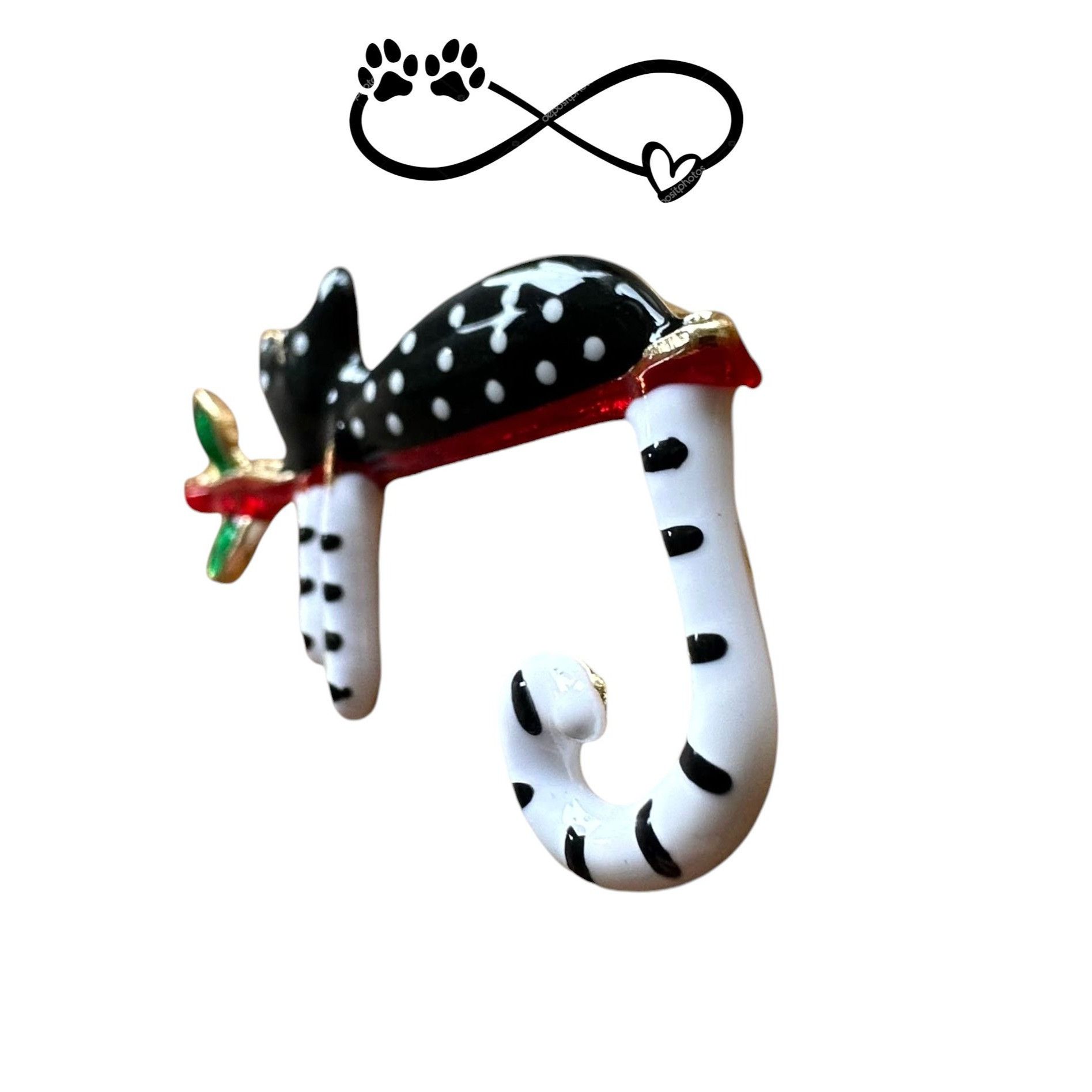Handmade Folk Art Spotted Cat on Branch Pin Brooch Whimsical New Kitt Size ONE SIZE - 6 Thumbnail