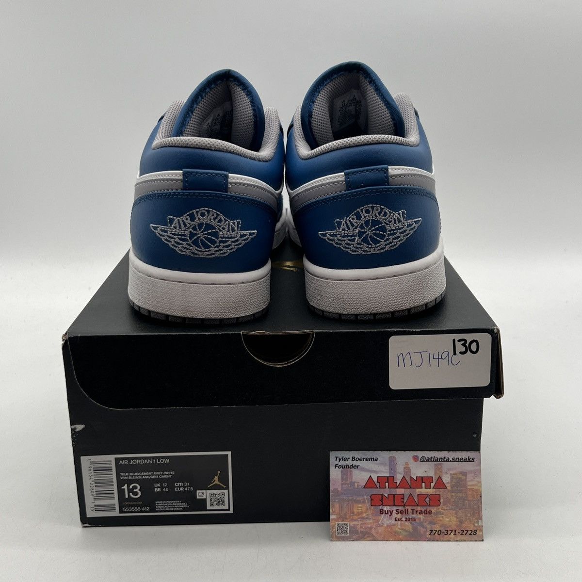 Nike Air Jordan 1 low true blue cement Size US 13 / EU 46 - 3 Thumbnail