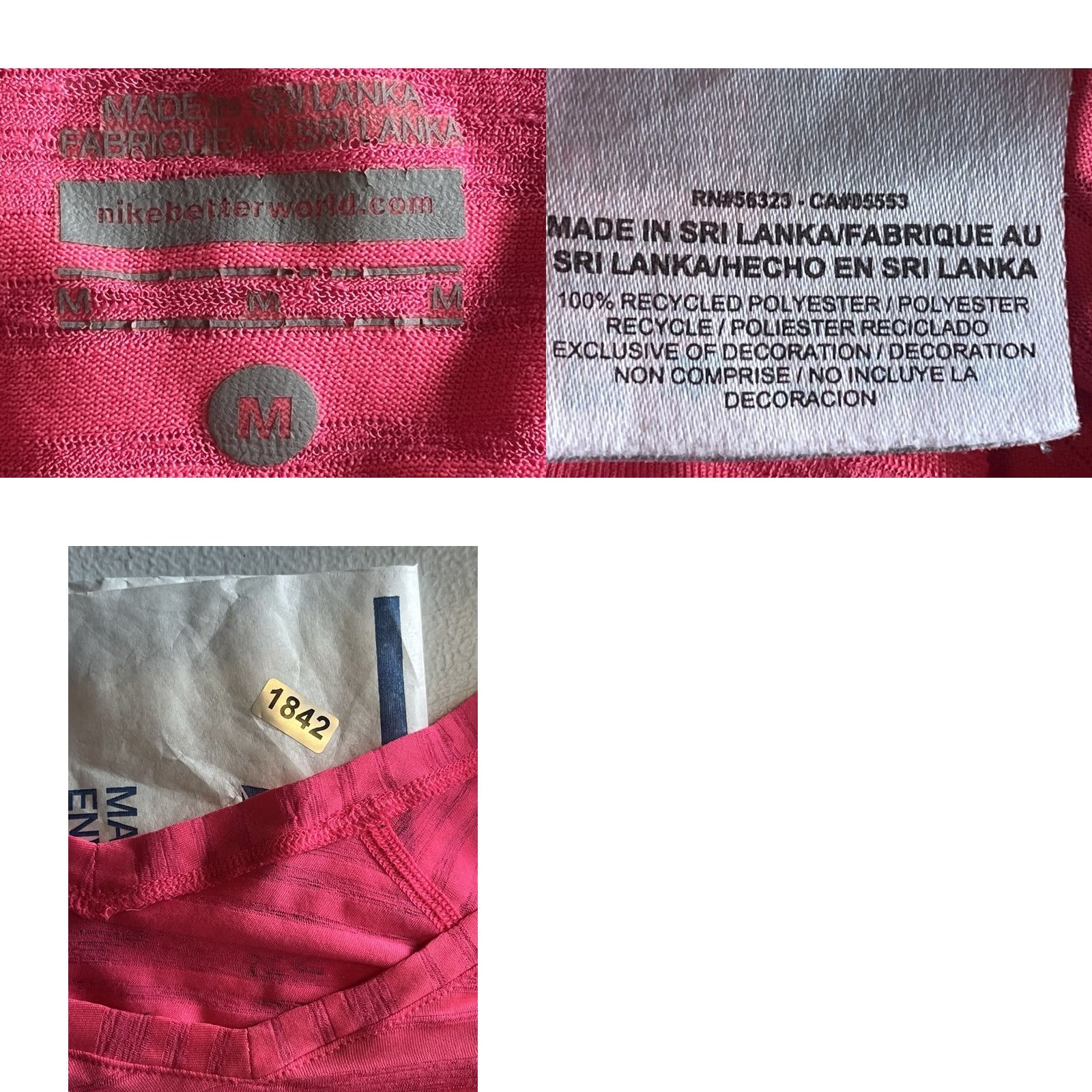 Nike Nike Dri-Fit T-Shirt M Pink Striped V-Neck Short Sleeve Women Shirts Regular 100% Polyester Casual Activewear Womens Nike Dri-Fit Size M / US 6-8 / IT 42-44 - 8 Thumbnail