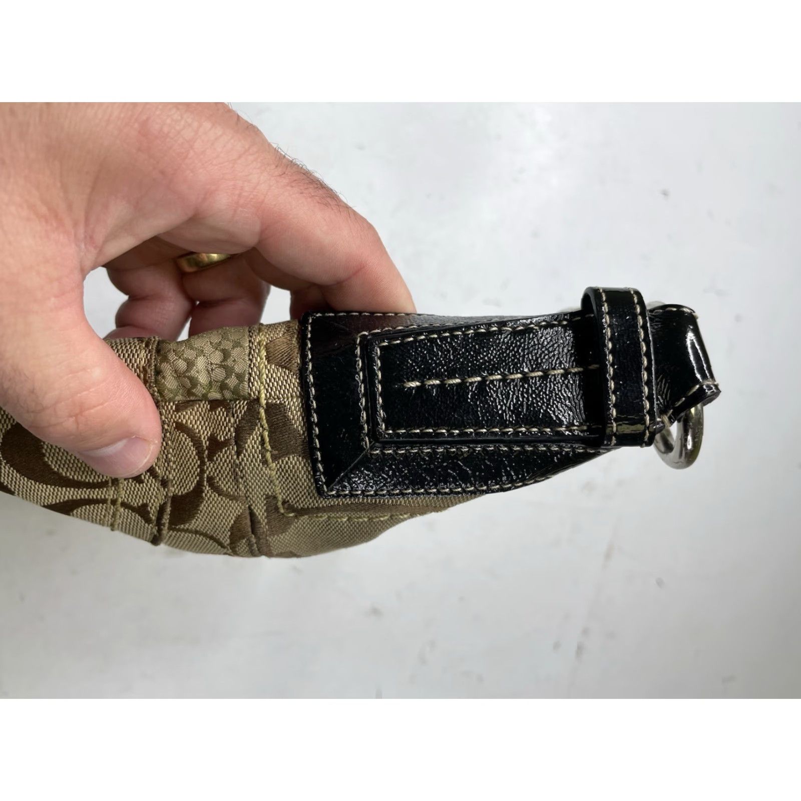 Coach VINTAGE COACH Patchwork Signature Canvas Shoulder Bag F12315 Purse Gold Brown Y2K Size ONE SIZE - 7 Thumbnail