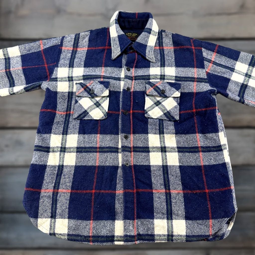 Vintage VINTAGE CPO Wool Jacket Mens XL Blue White Red Button Up Shirt Jac Plaid 80s Size US XL / EU 56 / 4 - 1 Thumbnail