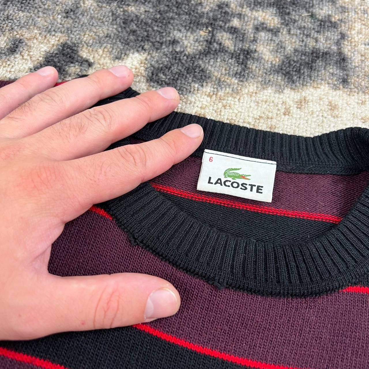 Lacoste Lacoste Mini Logo Luxury Striped Sweater Streetwear Style Size US XL / EU 56 / 4 - 4 Thumbnail