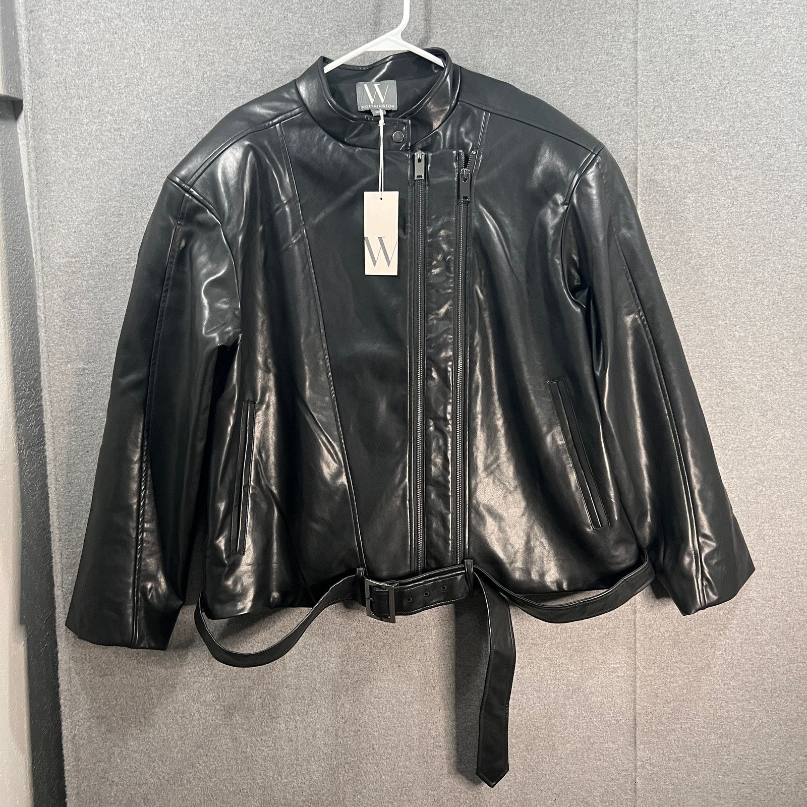 Other Worthington Women's Faux Leather Biker Winter Jacket Size XL / US 12-14 / IT 48-50 - 1 Thumbnail