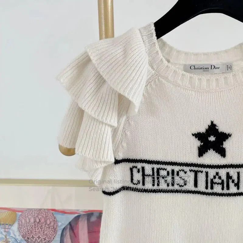 Dior Dior White Cashmere Logo Short Sleeve Sweater . Size S / US 4 / IT 40 - 5 Thumbnail