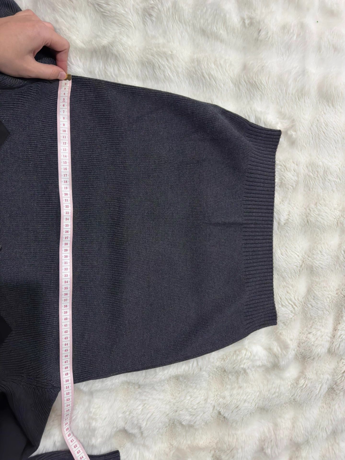 Saint Laurent Paris YSL 2014 men's gray lambskin leather knit sweater L Size US L / EU 52-54 / 3 - 6 Thumbnail