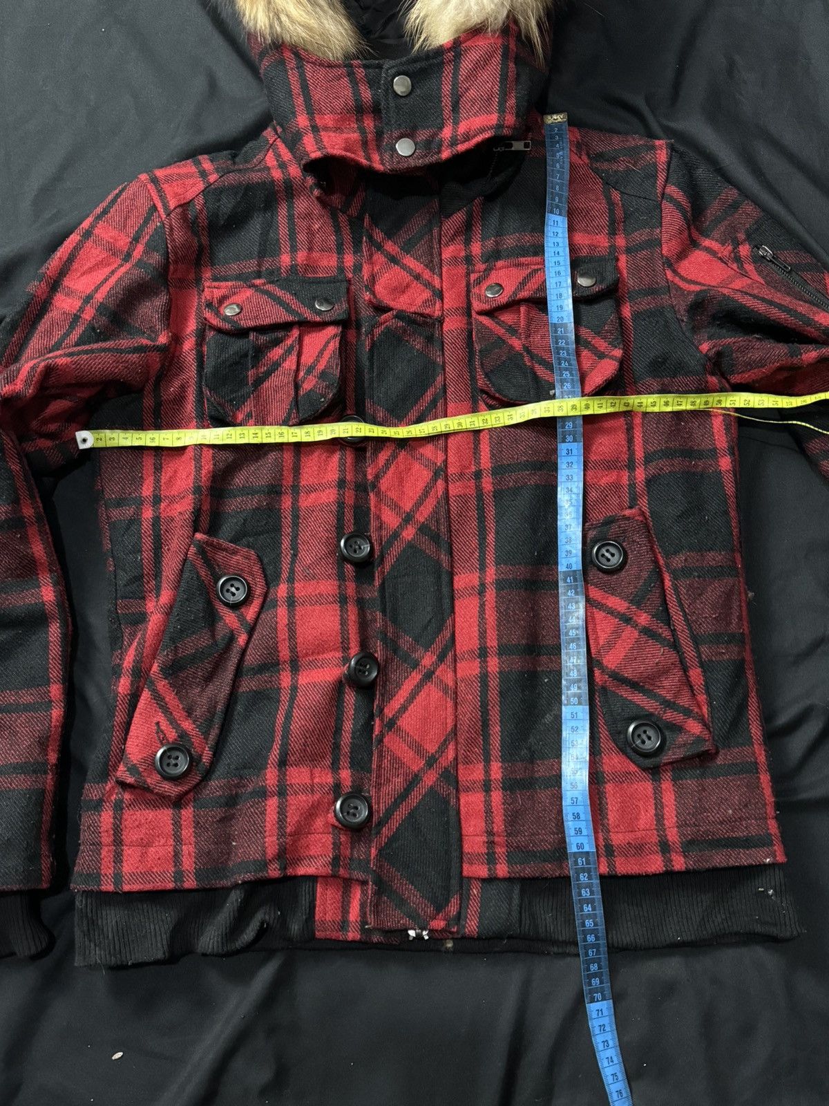 Hysteric Glamour Faux Fur Plaid MultiPocket Jacket Hoodie Removable Size US M / EU 48-50 / 2 - 7 Thumbnail