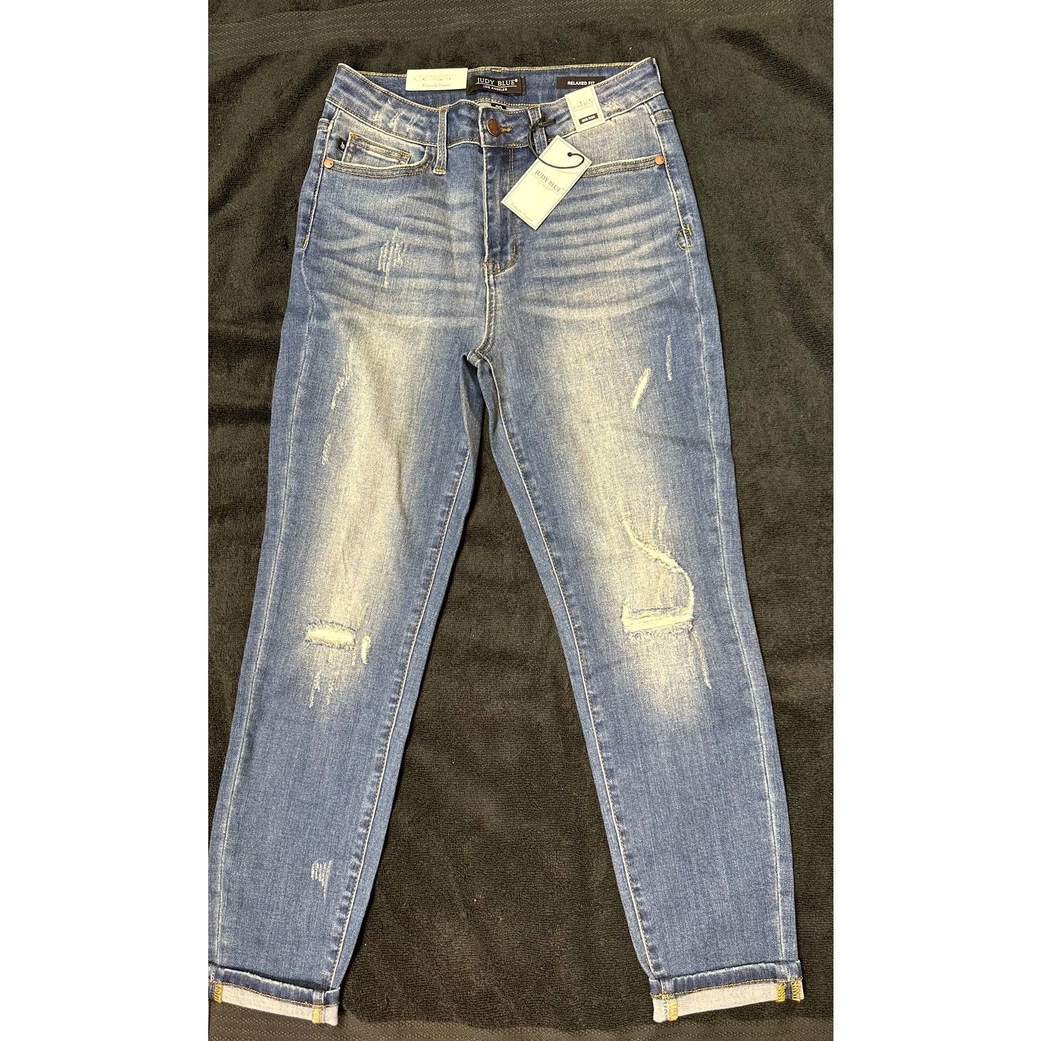 Judy Blue Judy Blue Adelene Mid Rise Cuffed Jeans Dark Blue 29 Size 29" - 8 Thumbnail