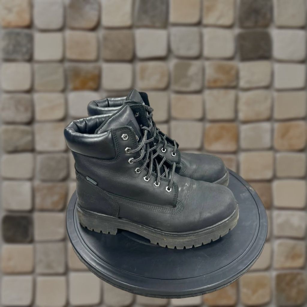 VINTAGE Timberland PRO Work Boots Mens Size M Black Leather