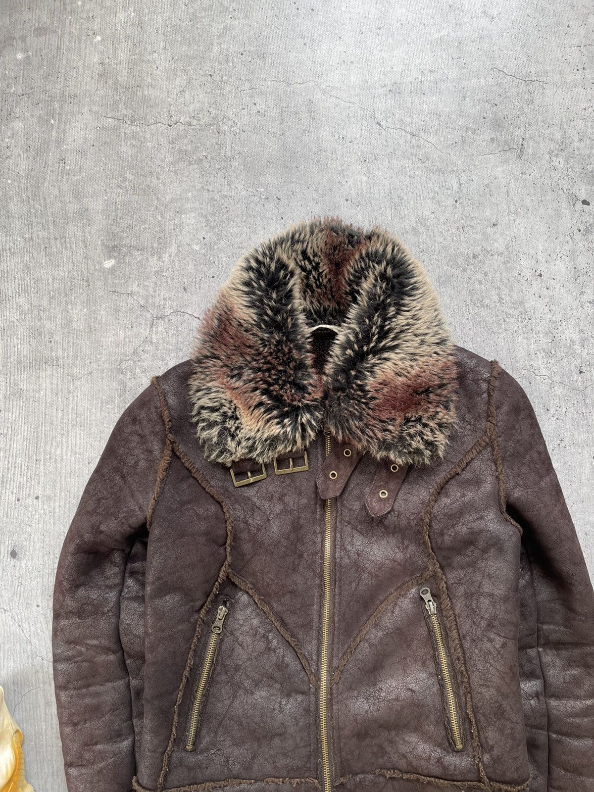 Japanese Brand Vintage If Six Was Nine Style Leather Ribbed Faux Fur Jacket Size L / US 10 / IT 46 - 3 Thumbnail