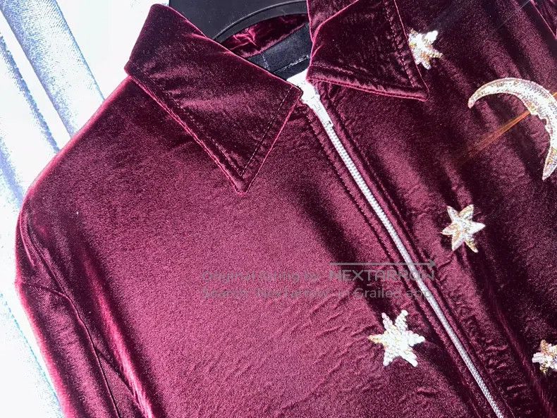 Saint Laurent Paris Saint Laurent Paris Burgundy Velvet Star and Moon Jacket Size US S / EU 44-46 / 1 - 3 Thumbnail