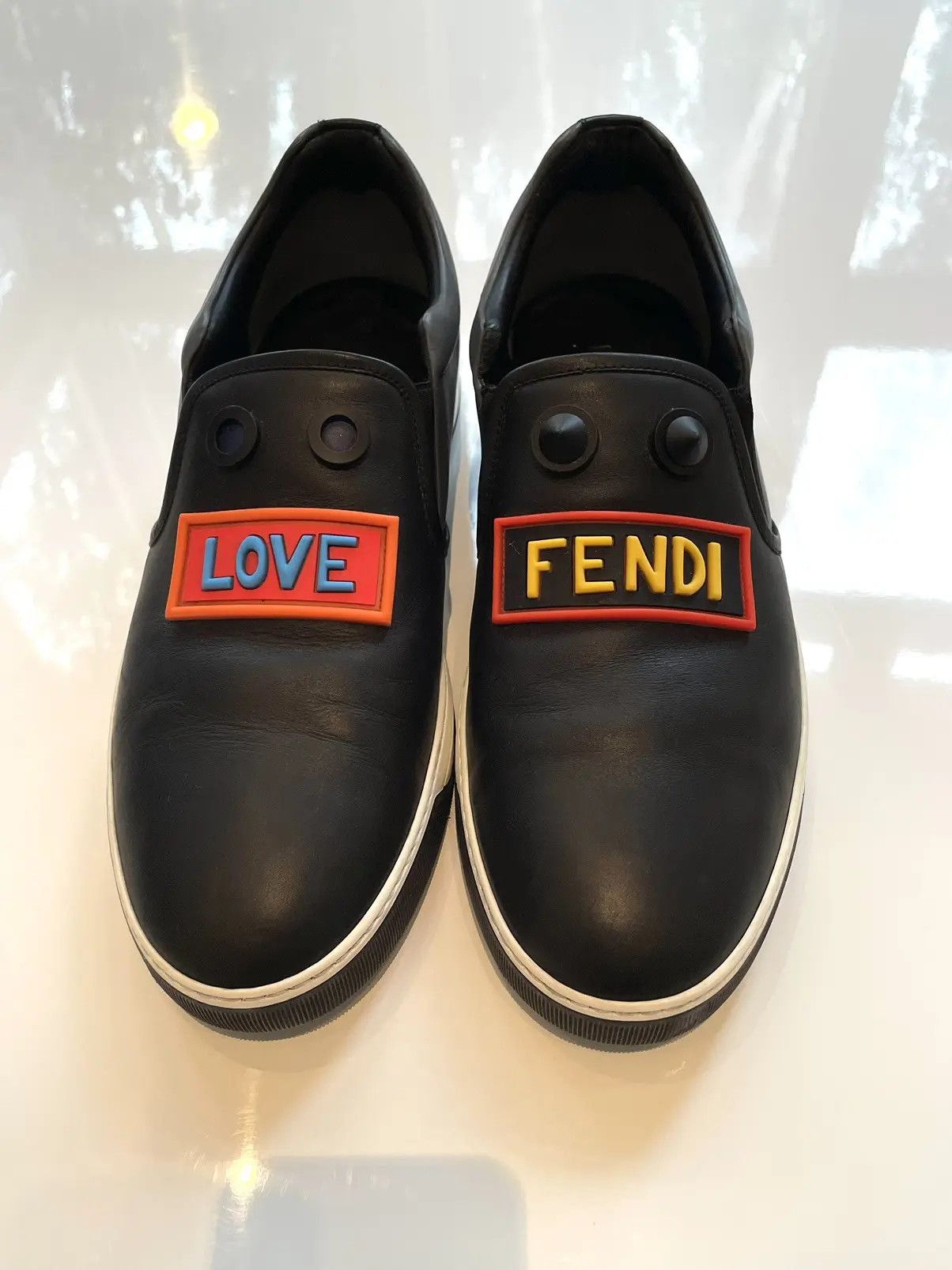 Fendi Fendi "Love Fendi" Leather Slip-On Sneakers Size US 10 / EU 43 - 3 Thumbnail