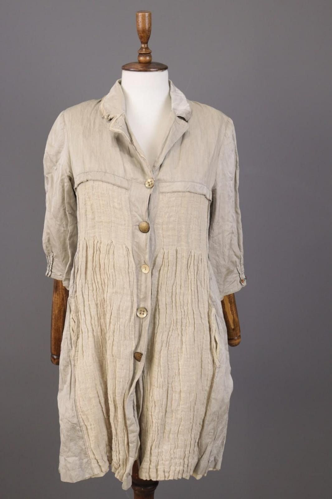 Designer Aventures des Toiles Beige 3/4 Sleeve A-Line Dress 36 Size M / US 6-8 / IT 42-44 - 1 Thumbnail