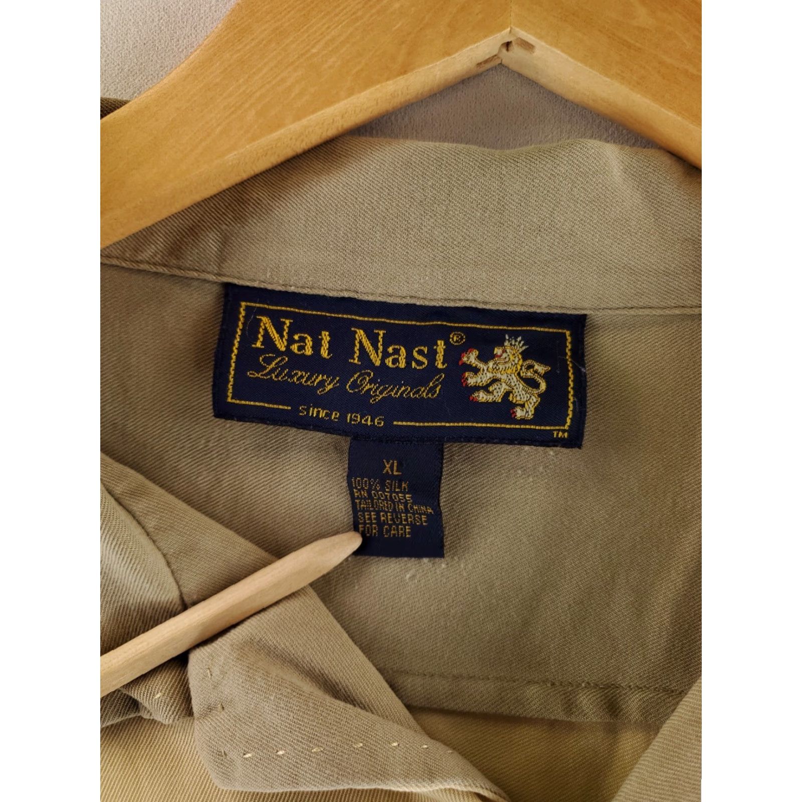 Nat Nast Nat Nast 100% Silk Bowling Shirt Button Up Tan Loop Collar Pocket Mens XL Multicolor Short Sleeve Size US XL / EU 56 / 4 - 2 Thumbnail
