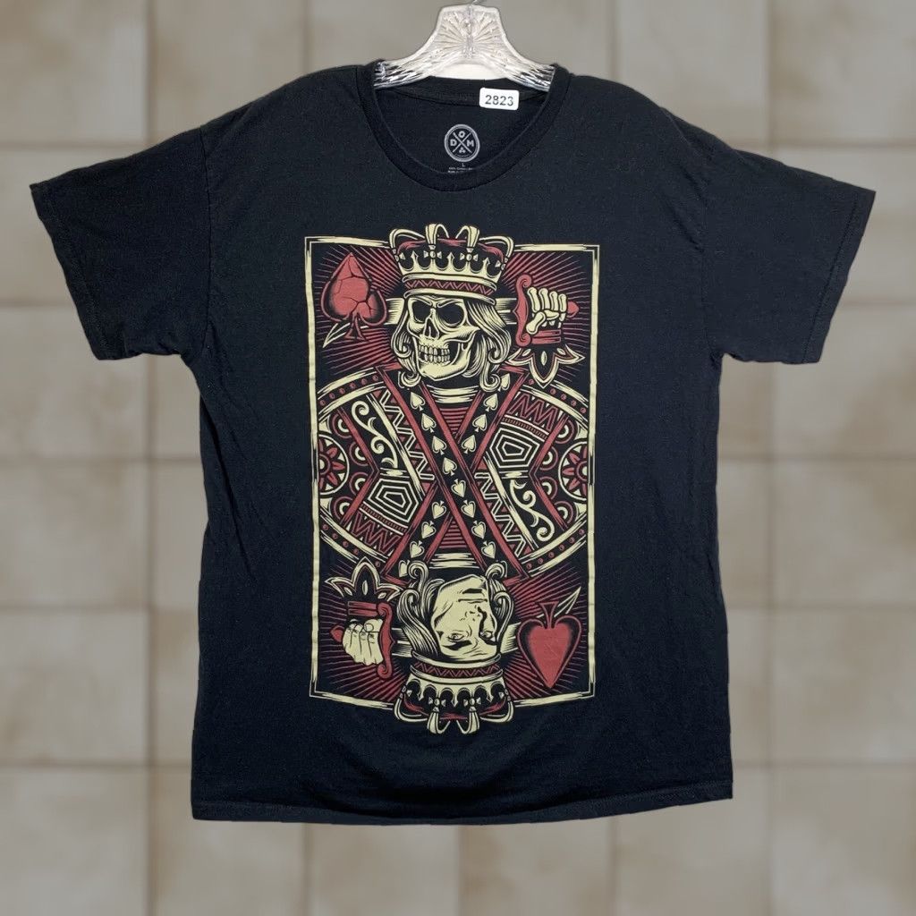 Vintage DOM MEN Short Sleeve T Shirt Black Crew Neck Jack of Hearts Logo 2020s Art Biker Rocker Men M Size US M / EU 48-50 / 2 - 1 Thumbnail