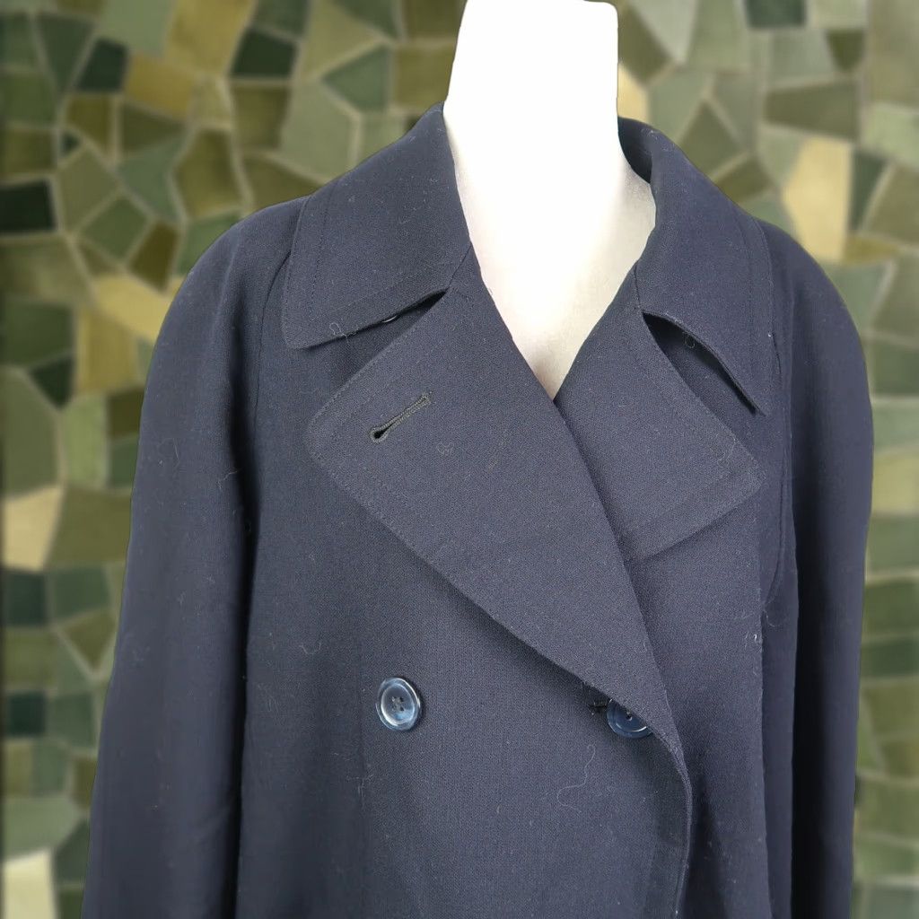 Vintage VINTAGE 80s Sanyo Navy Blue Wool Double-Breasted Coat M Women Overcoat Casual Workwear 100% Wool Button Mid-Length Mens? No, Women Size M / US 6-8 / IT 42-44 - 1 Thumbnail