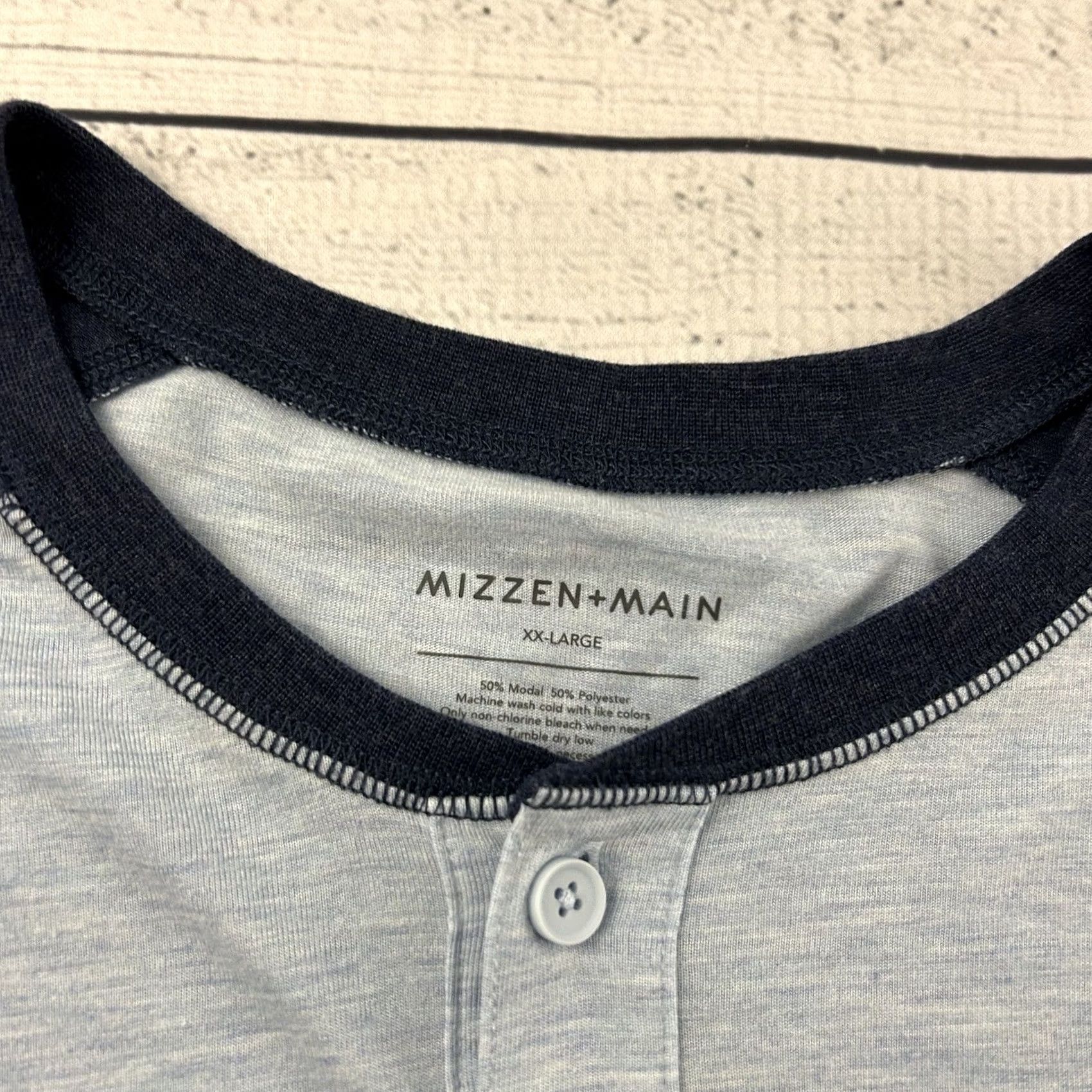 Mizzen+Main Mizzen + Main Long Sleeve Button Front Henley Shirt Men's 2XL Blue Size US XXL / EU 58 / 5 - 2 Thumbnail