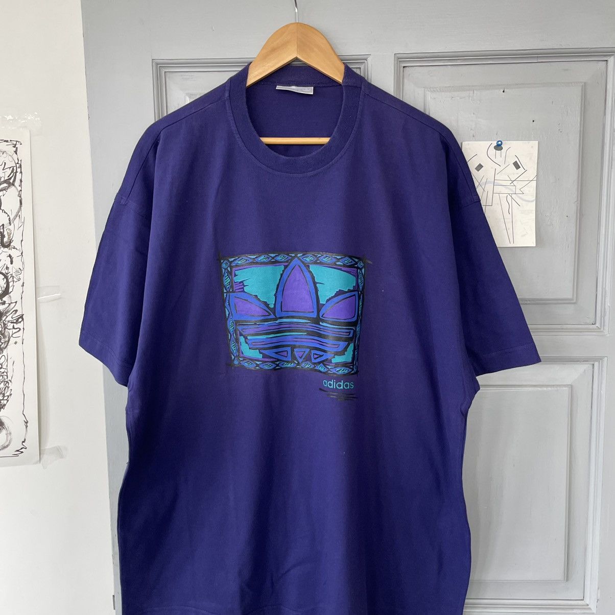 Adidas Vintage 90’s Adidas Sportswear Violet Rare T-shirt Size US XL / EU 56 / 4 - 2 Thumbnail
