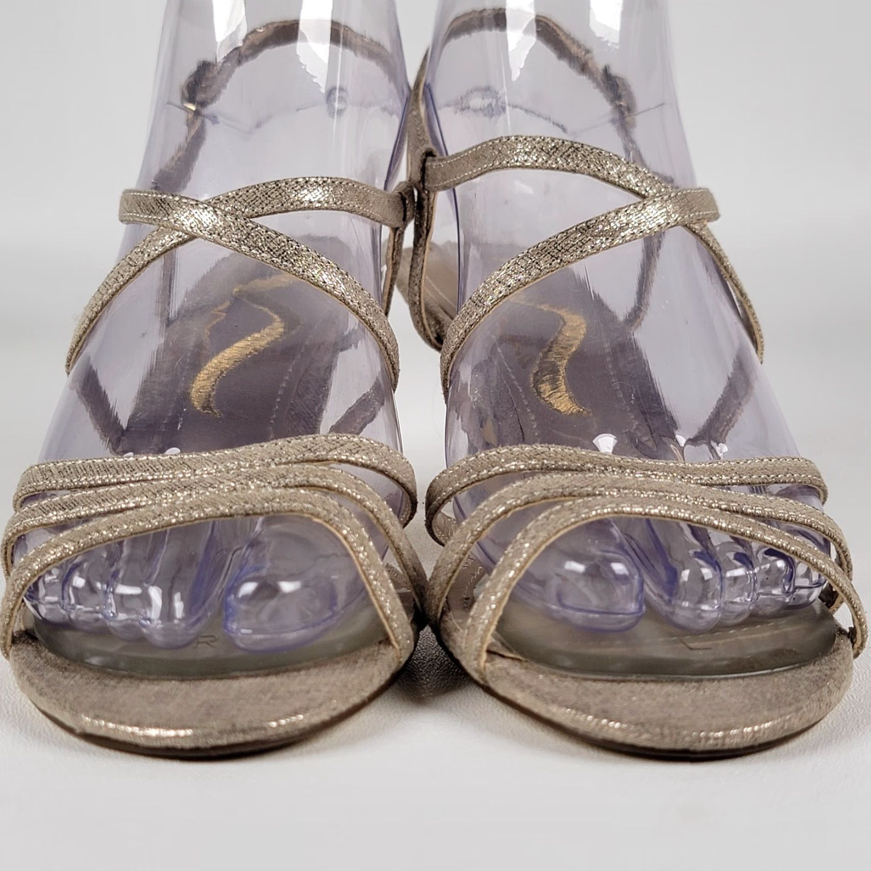 Vintage Nina Genaya Gold Synthetic Open Toe Strappy Dress Sandals Size M / US 6-8 / IT 42-44 - 3 Thumbnail