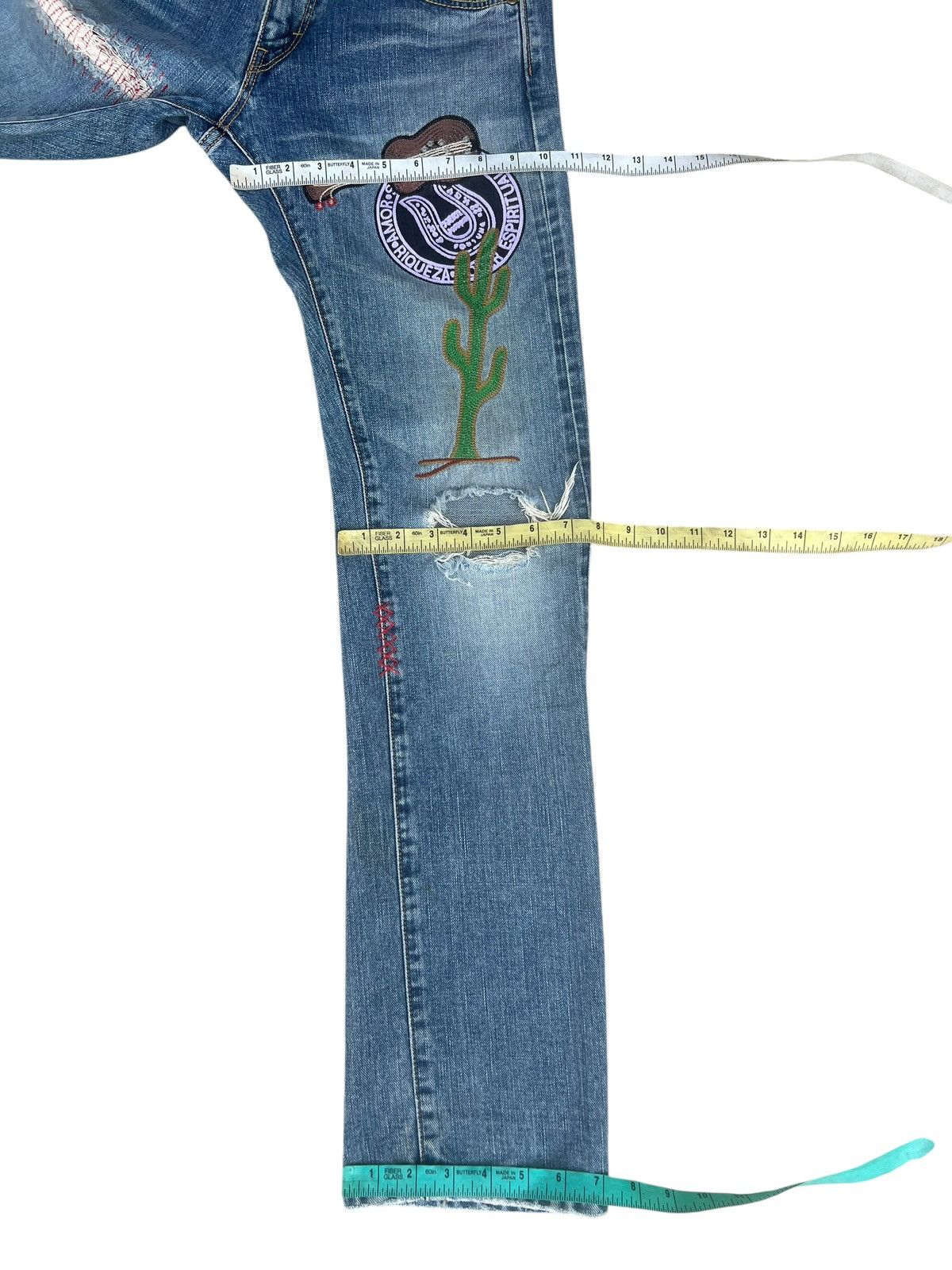 Lee Lee X TMT Japan Distress Embroidery Denim Selvedge Jeans Size US 29 - 3 Thumbnail