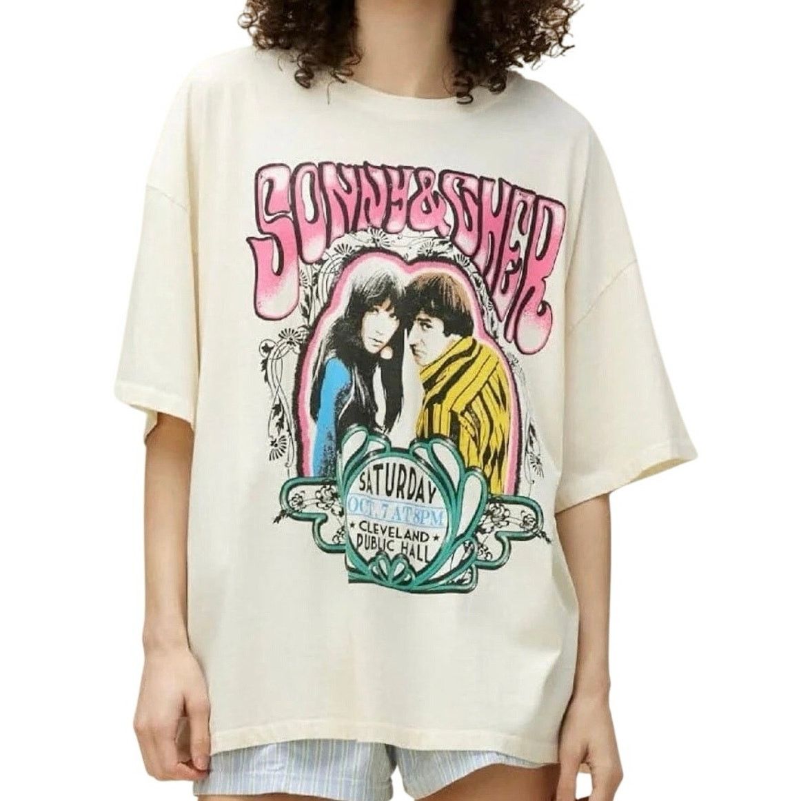 Daydreamer DAYDREAMER Sonny & Cher Cleveland OS Tee in Stone New Size ONE SIZE - 1 Thumbnail