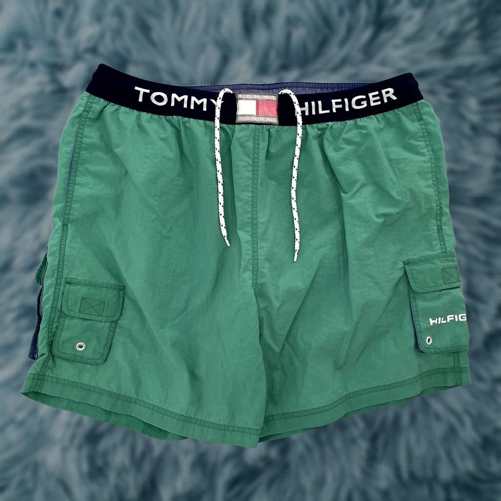 Tommy Hilfiger VINTAGE Tommy Hilfiger Swim Trunks Adult Large Green Board Cargo Pockets Size US 33 - 1 Thumbnail