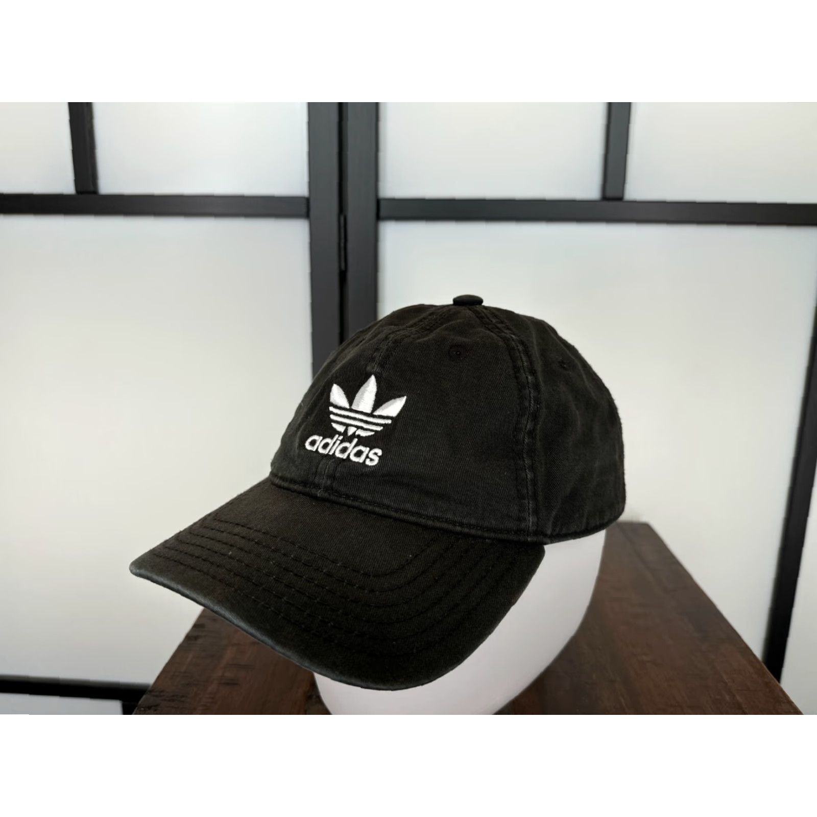 Adidas adidas Hat Cap Strap Back Adult One Size Black Cotton Twill Embroidered Trefoil Size ONE SIZE - 3 Thumbnail