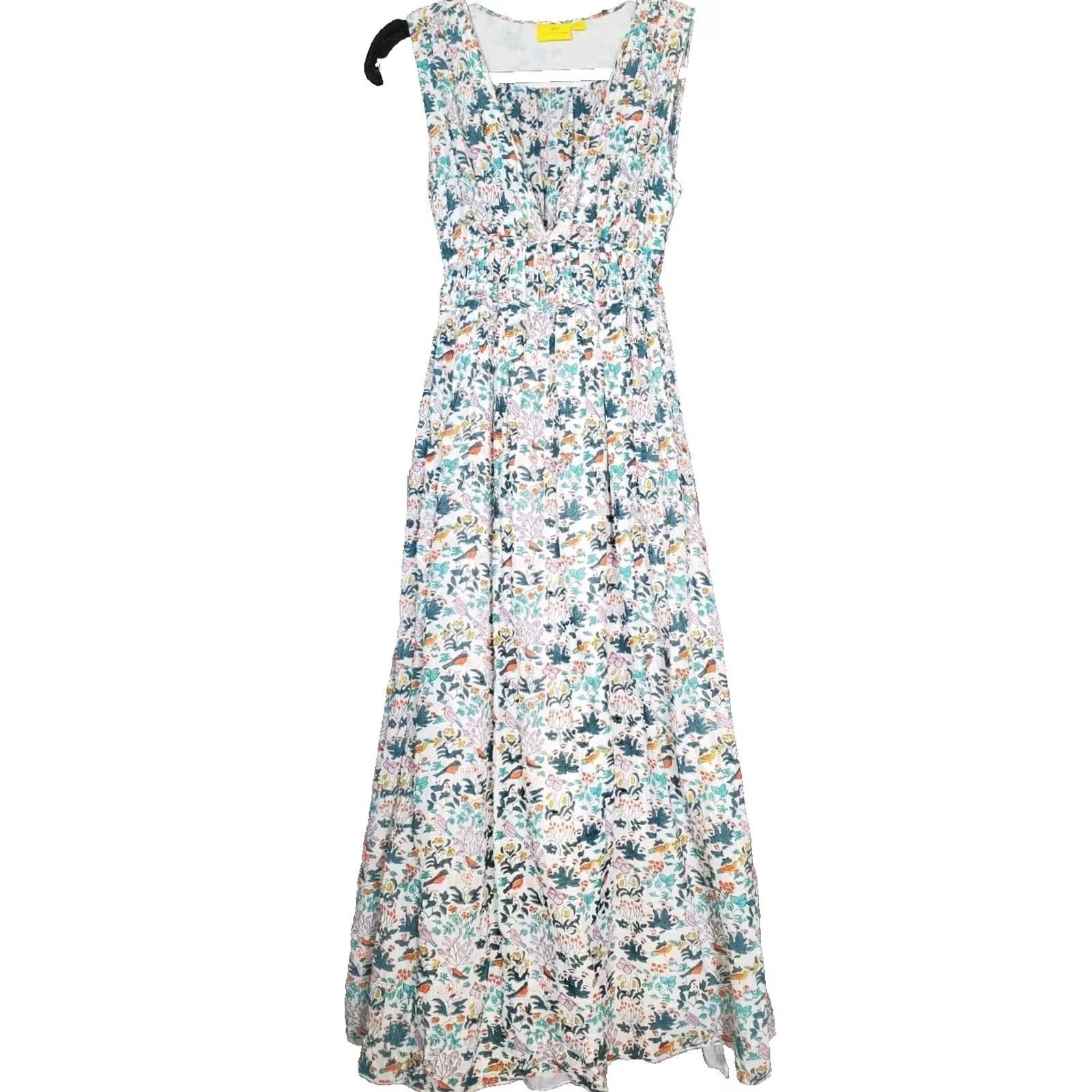 Vintage Roberta Roller Rabbit Maxi Dress Women's S Cotton Silk Blend Bird / Floral Print Size S / US 4 / IT 40 - 4 Thumbnail