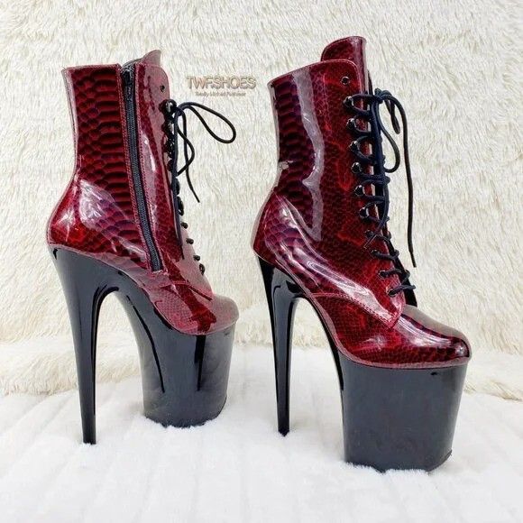 Other Brand new Pleaser Adore Red Snake 7" High Heel Platform Ankl Size US 10 / IT 40 - 2 Thumbnail