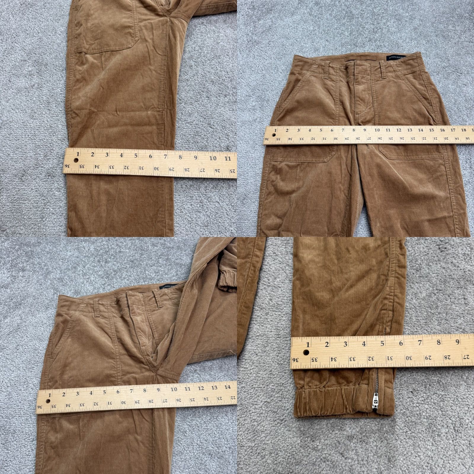 Banana Republic Banana Republic Corduroy Jogger Pants Womens 0 Brown Ankle Zip Utility Stretch Size 25" / US 0 / IT 36 - 9 Thumbnail