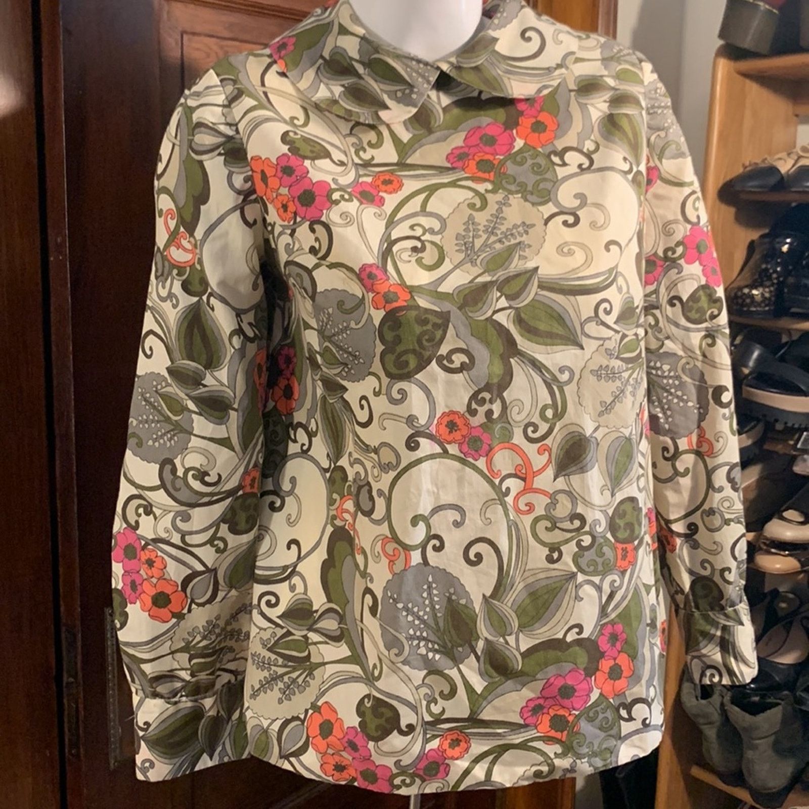 Vintage 60’s handmade retro floral botanical blouse Size M / US 6-8 / IT 42-44 - 7 Thumbnail