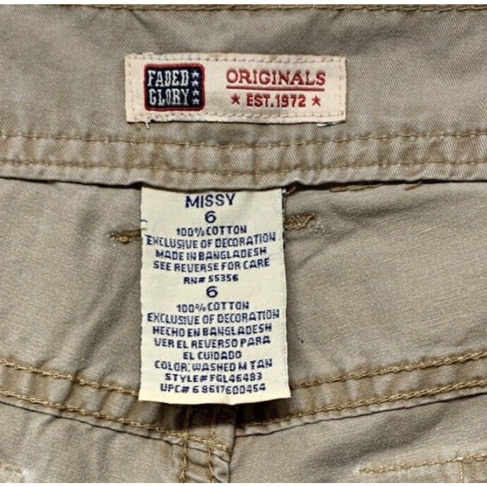 Faded Glory Faded Glory Pants Missy 6 Cargo Mid-Rise Sequins Tan Relaxed Straight NWT Size 28" / US 6 / IT 42 - 7 Thumbnail