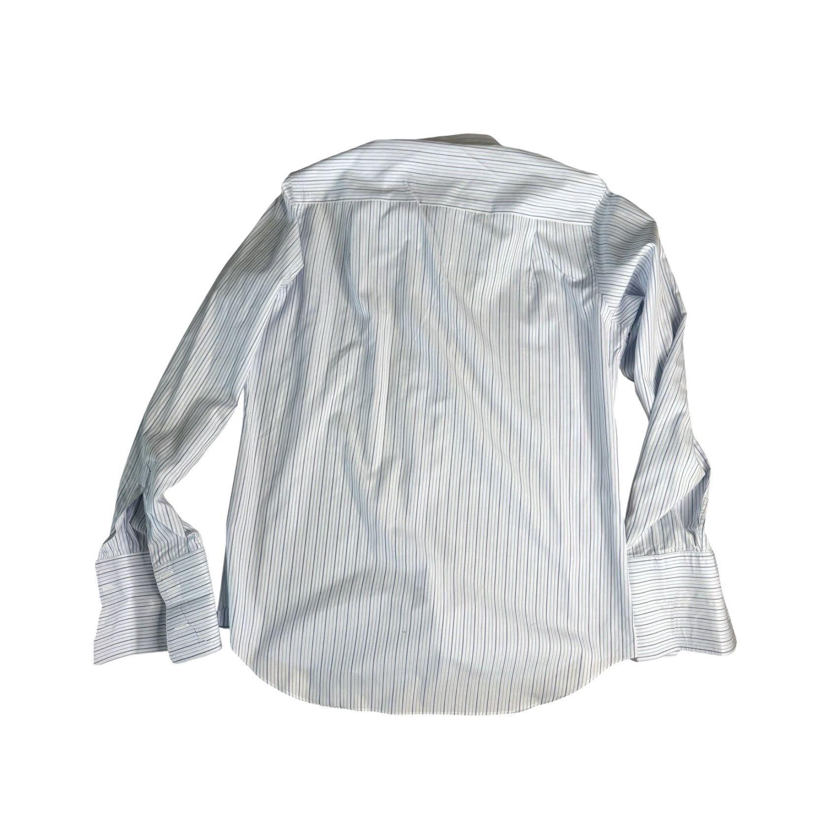 David Donahue David Donahue Dress Shirt Striped Blue 16 34/35 French Cuff Cotton Mens Regular Long Sleeve Shirt Size 42R - 8 Thumbnail