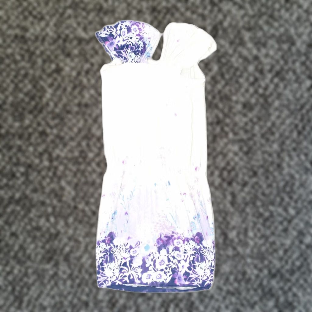 Vintage VINTAGE Womens Drop Waist Dress Medium White Floral UK 12 Size M / US 6-8 / IT 42-44 - 1 Thumbnail